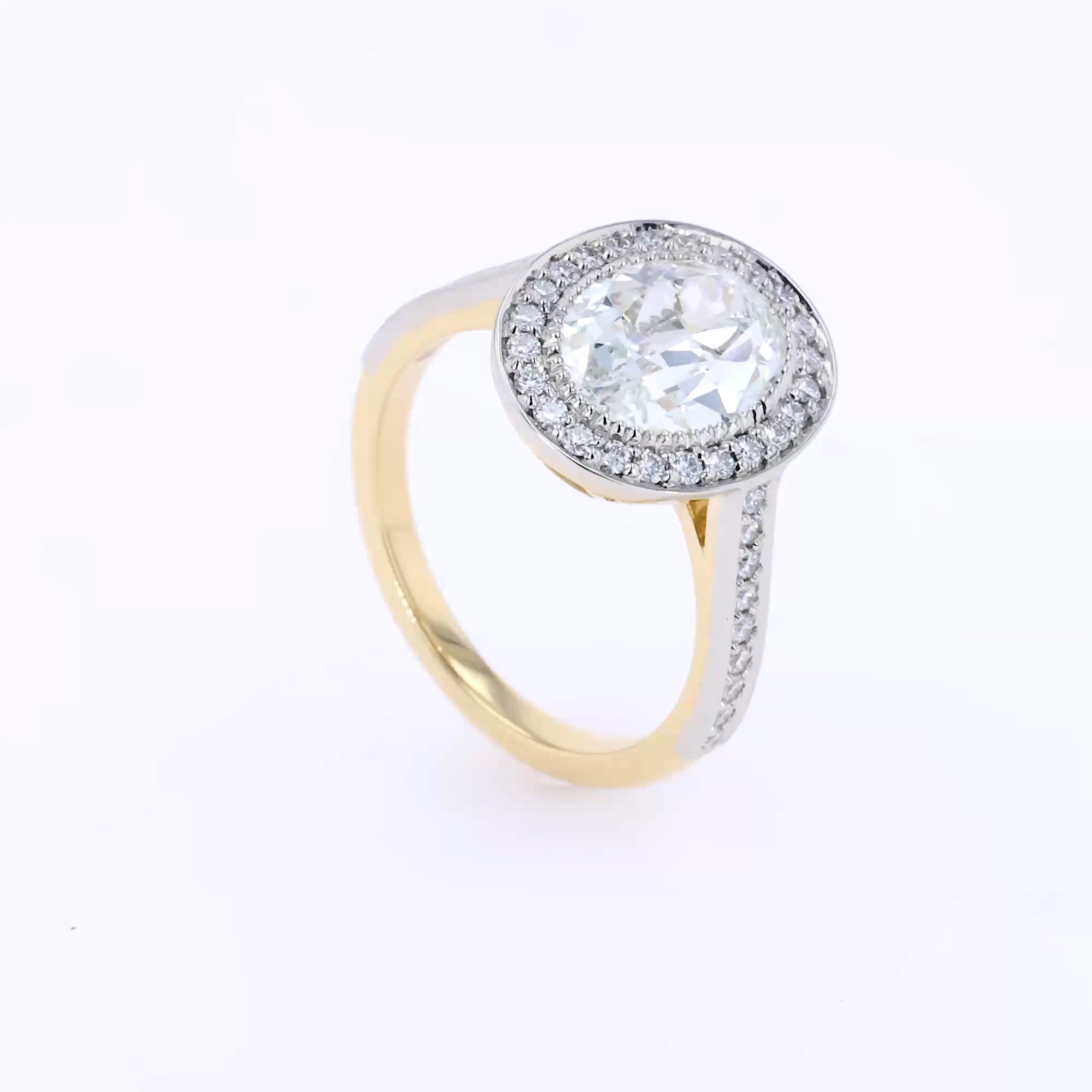 Oval Cut 2.32ct Diamond Cluster Ring in 18ct Yellow Gold and Platinum
