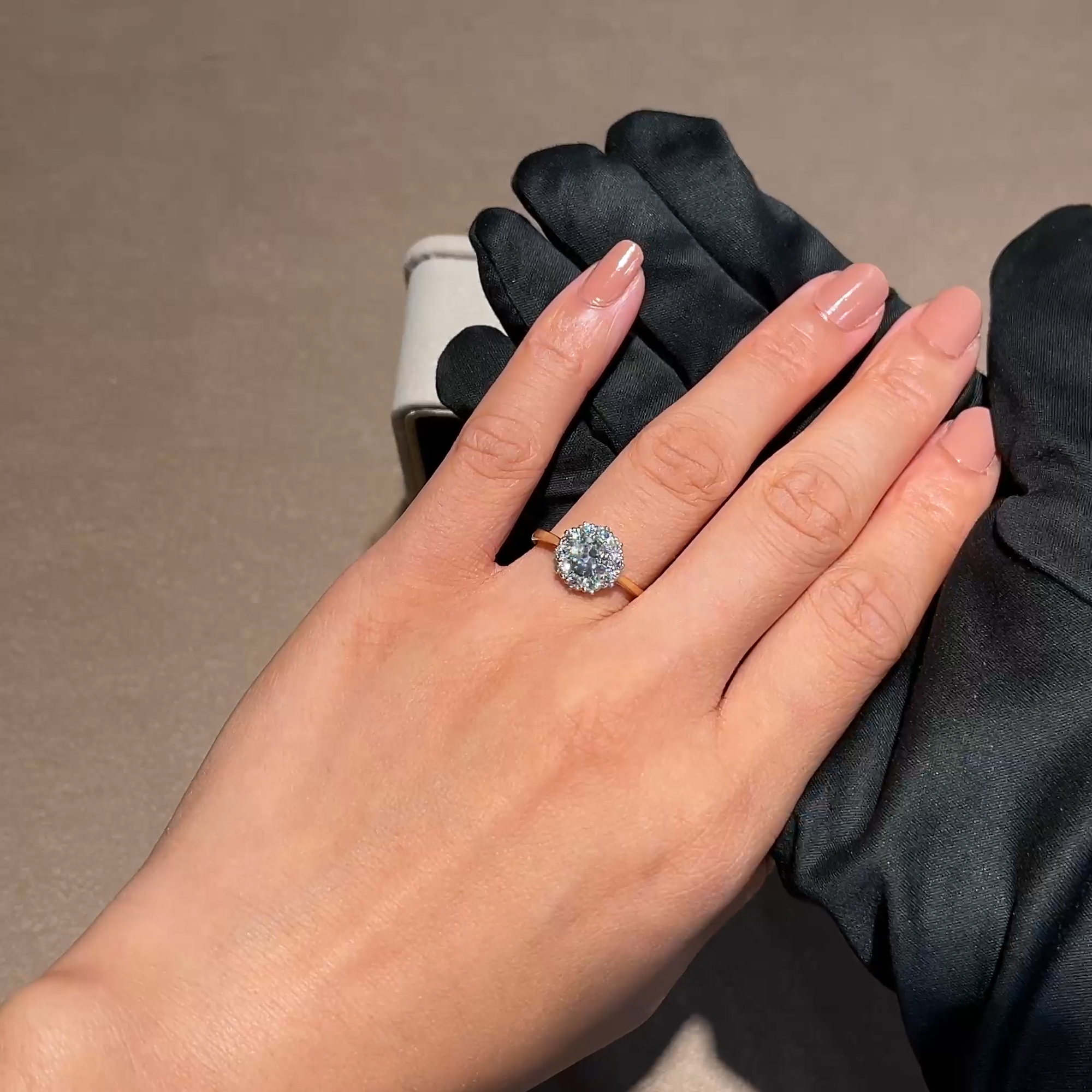 Coronet Old Cut 0.65ct Diamond Cluster Ring in 18ct Yellow Gold & Platinum