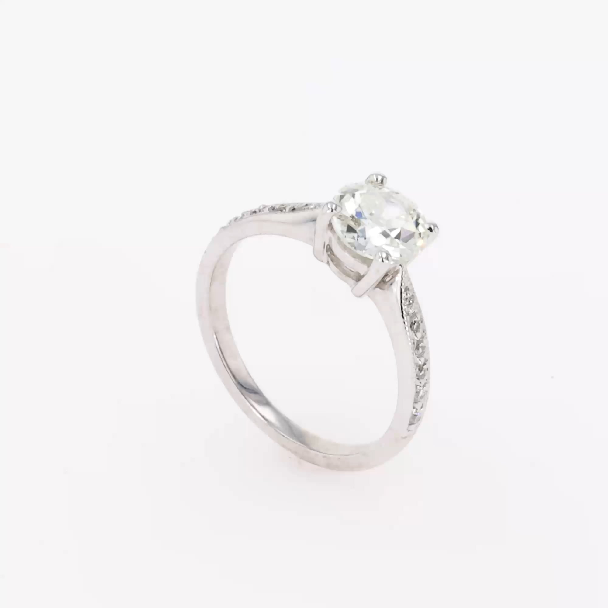 Old Cut 1.21ct Diamond Solitaire Ring in 18ct White Gold