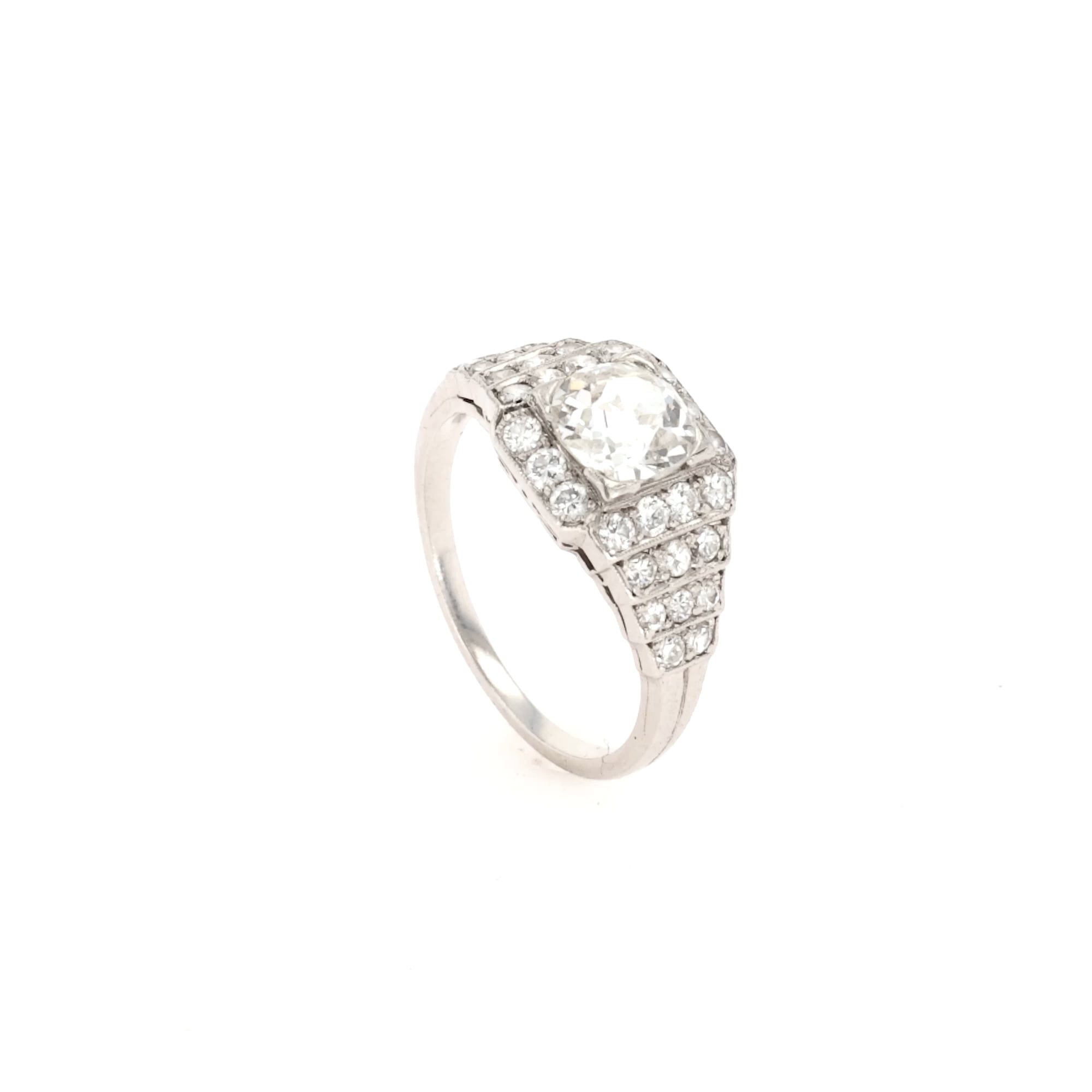Old Cut 1.25ct Natural Diamond Cluster Ring in Platinum