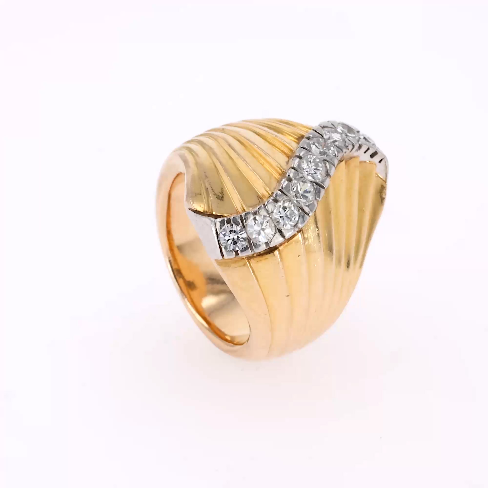 Retro Brilliant Cut Diamond Ring in 18ct Rose Gold and Platinum