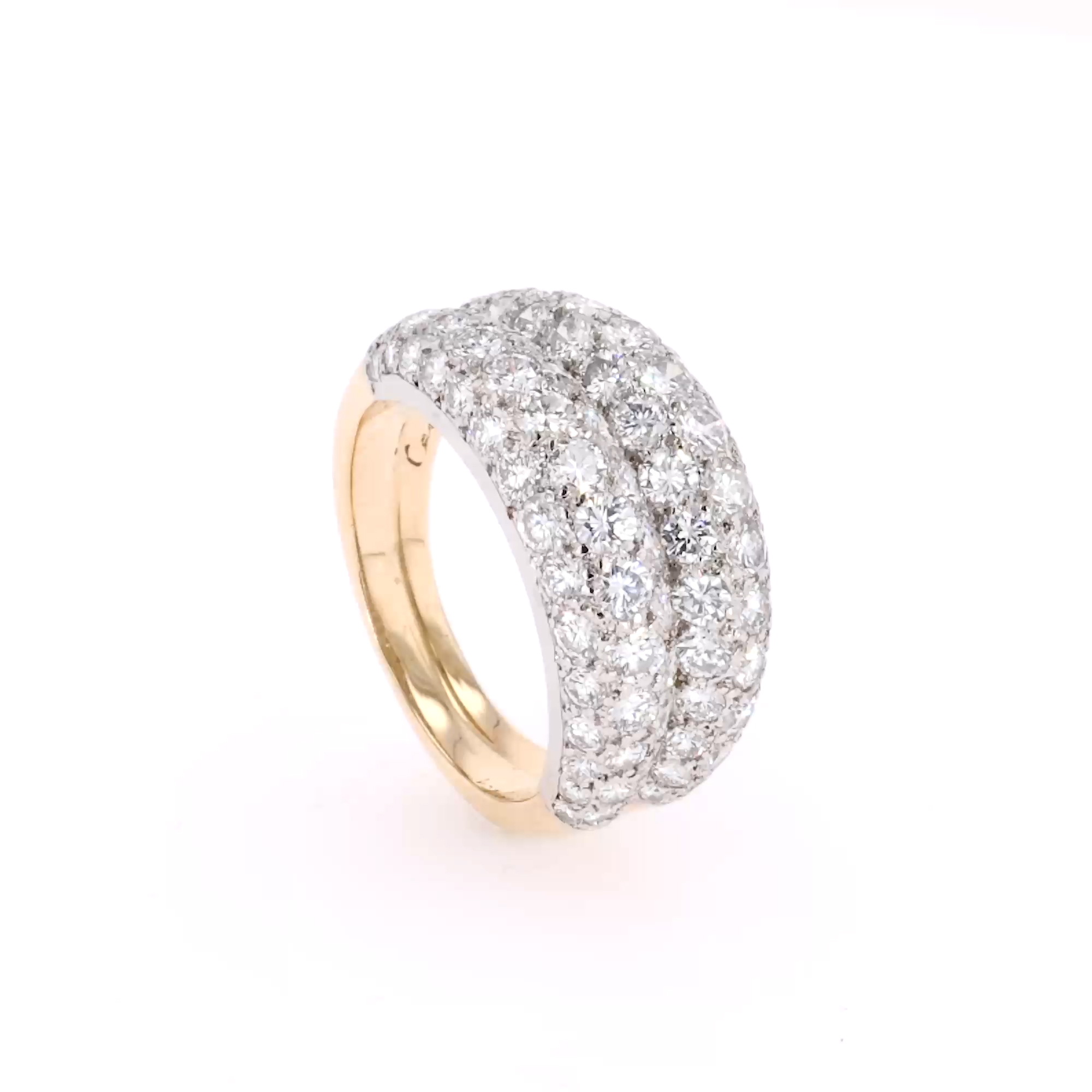 Retro Cartier 5.00ct Diamond Two Row Cocktail Ring in 18ct Yellow Gold and Platinum