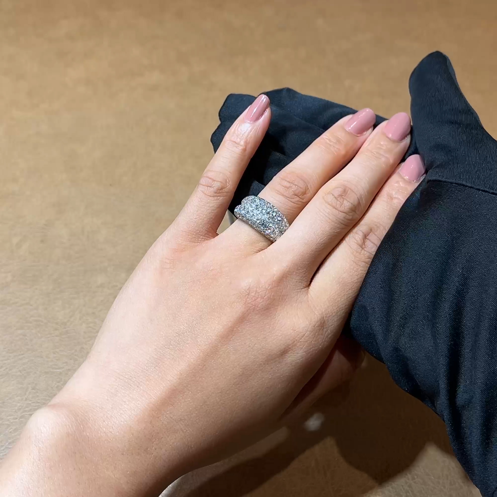 Retro Cartier 5.00ct Diamond Two Row Cocktail Ring in 18ct Yellow Gold and Platinum