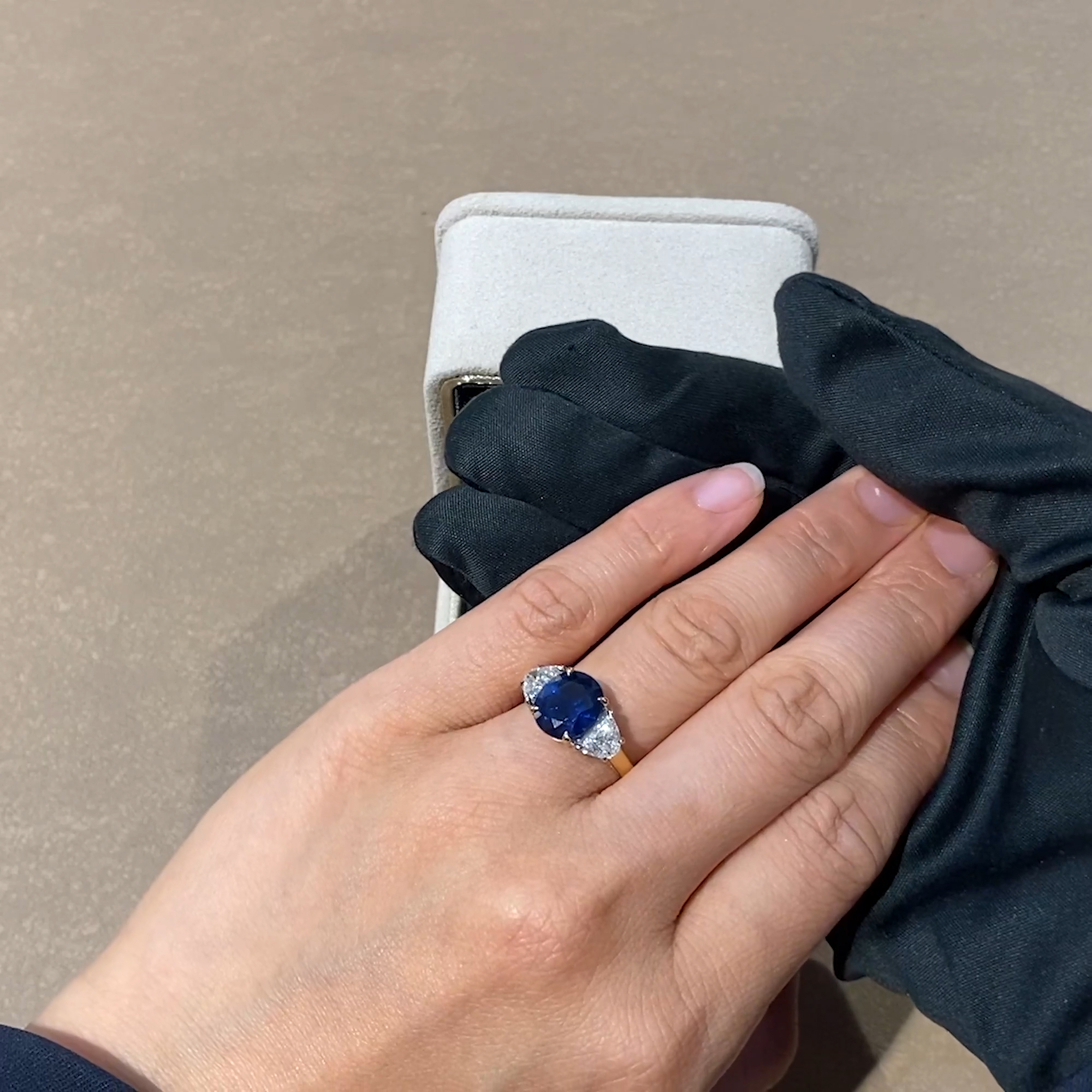 Classic 4.04ct Sapphire and Diamond Three Stone Ring in 18ct Yellow Gold