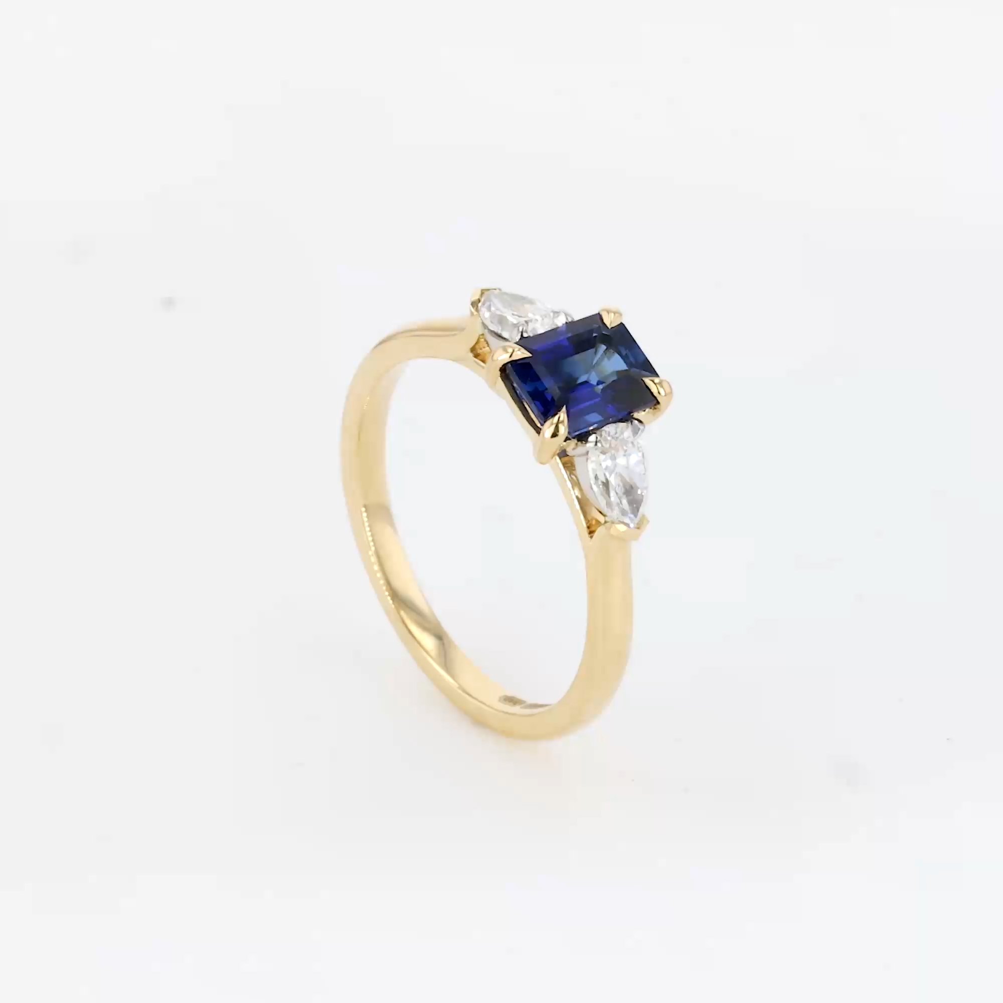 Octagonal Cut 1.20ct Sapphire and Diamond Ring in 18ct Yellow Gold and Platinum