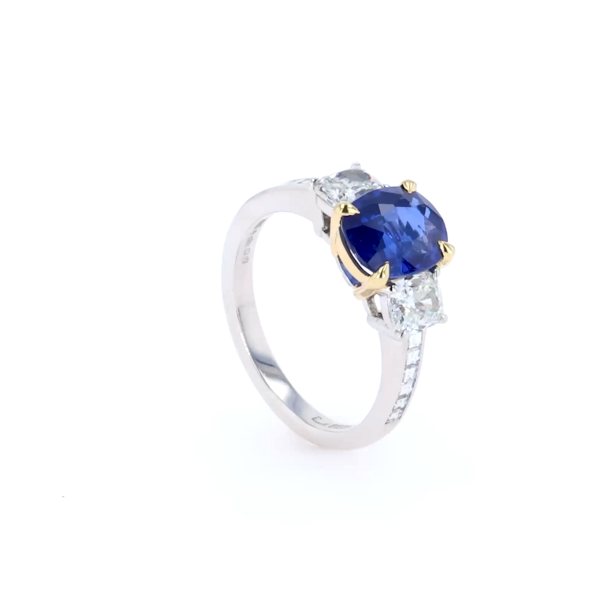 Cushion Cut 2.53ct Sapphire and Diamond Ring in Platinum
