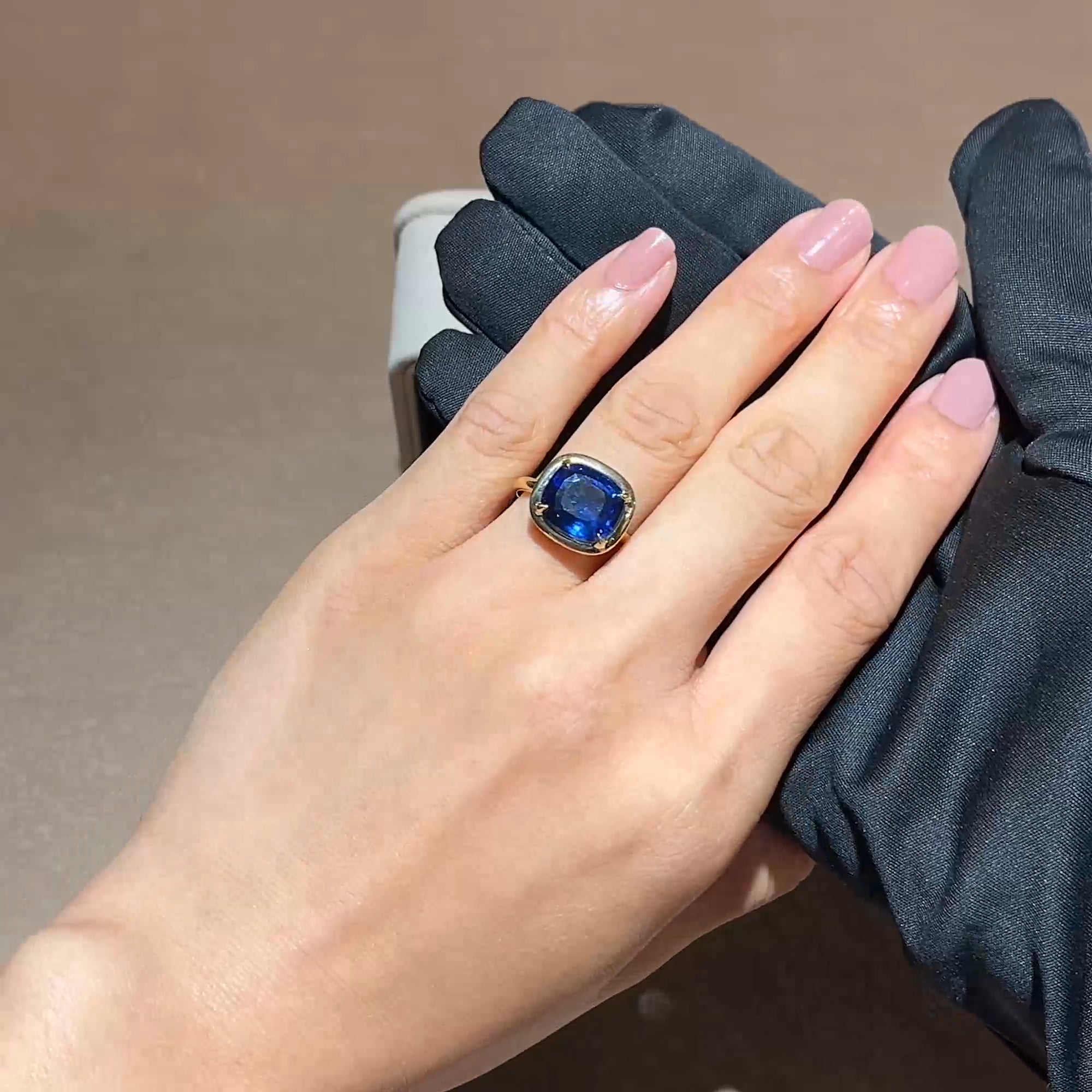 Skimming Stone 5.595ct Tanzanian Sapphire and Diamond Ring in 18ct Yellow Gold