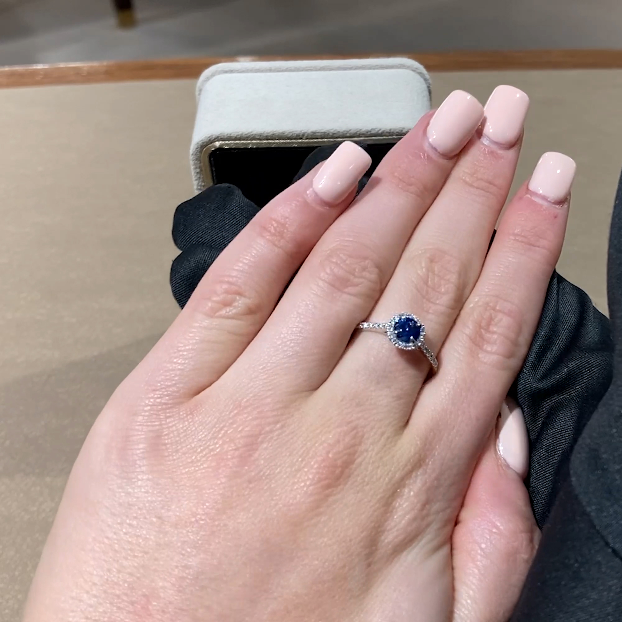 Sapphire and Diamond Cluster Ring 0.61ct in 18ct White Gold