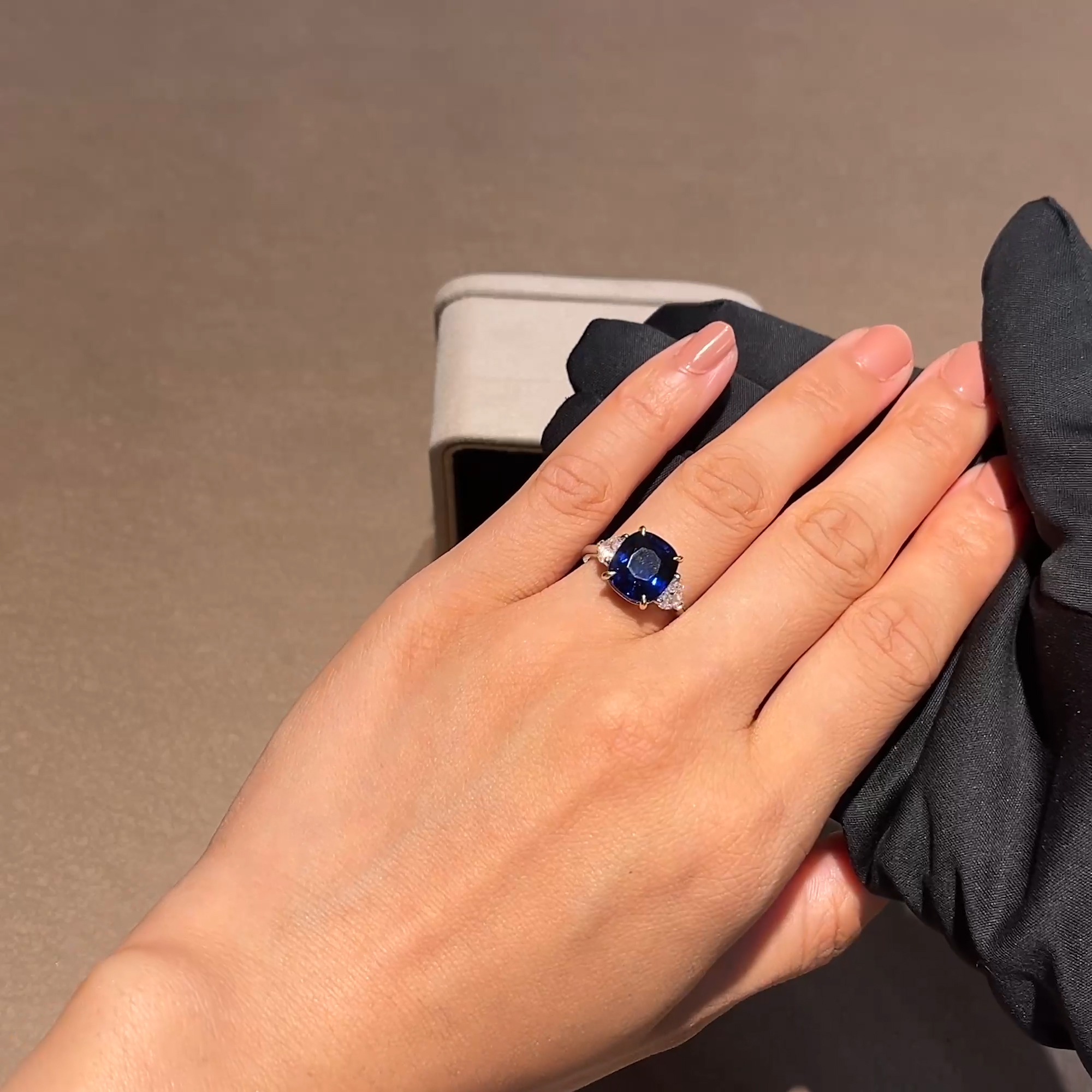 Venus Setting 5.63ct Sri Lankan Sapphire and Diamond Ring in Platinum