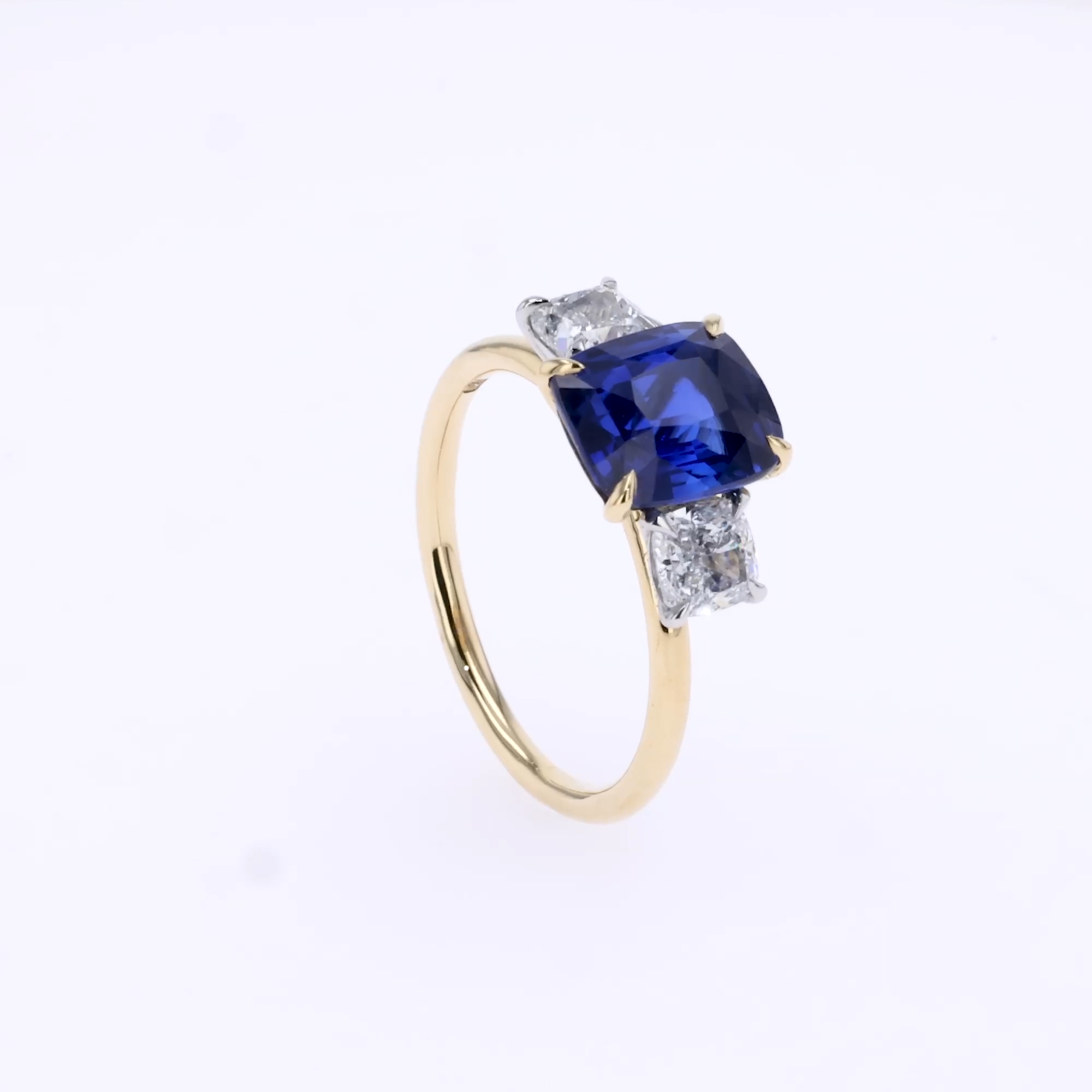 Madagascan 3.06ct Sapphire and Diamond Three Stone Ring in Platinum