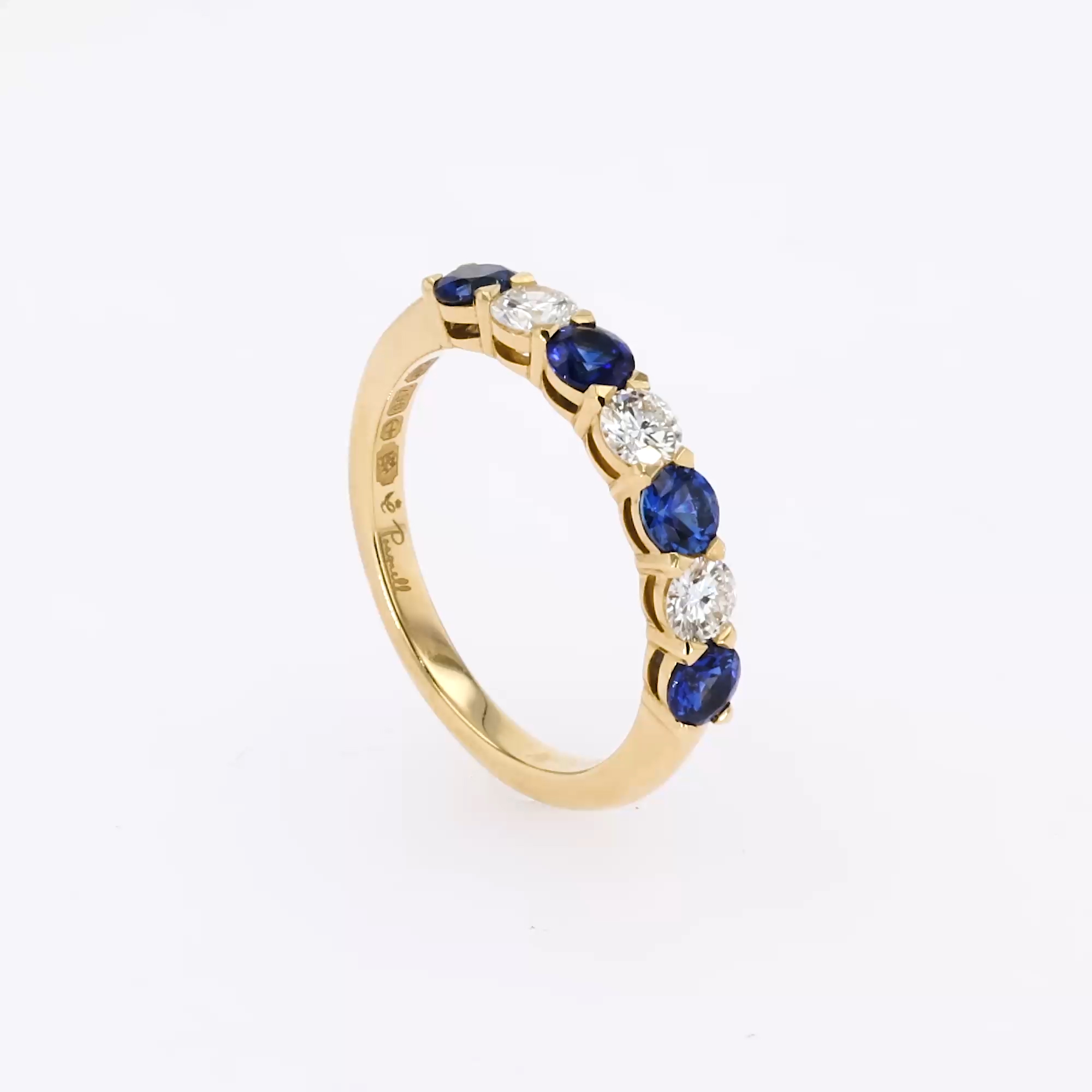 Seven Stone Sapphire and Diamond Ring 1.25ct in 18ct Yellow Gold