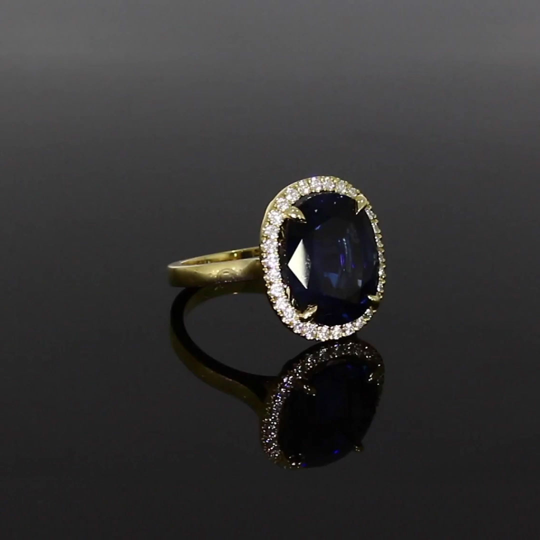 Sapphire and Diamond Cluster Ring 9.64ct in 18ct Yellow Gold
