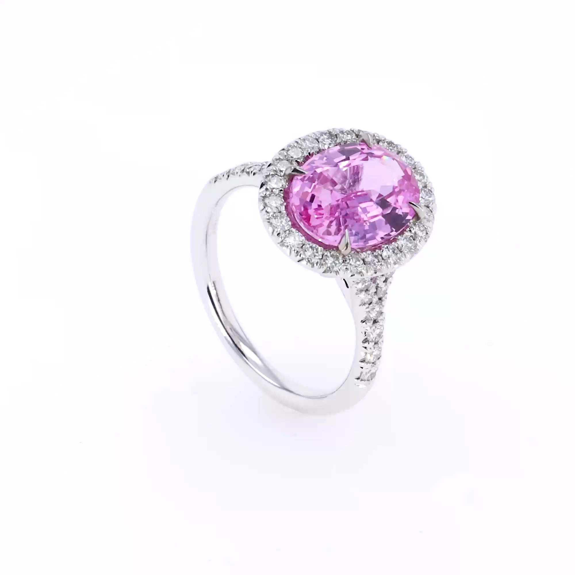 Madagascan Pink Sapphire and Diamond Cluster Ring 3.52ct in 18ct White Gold