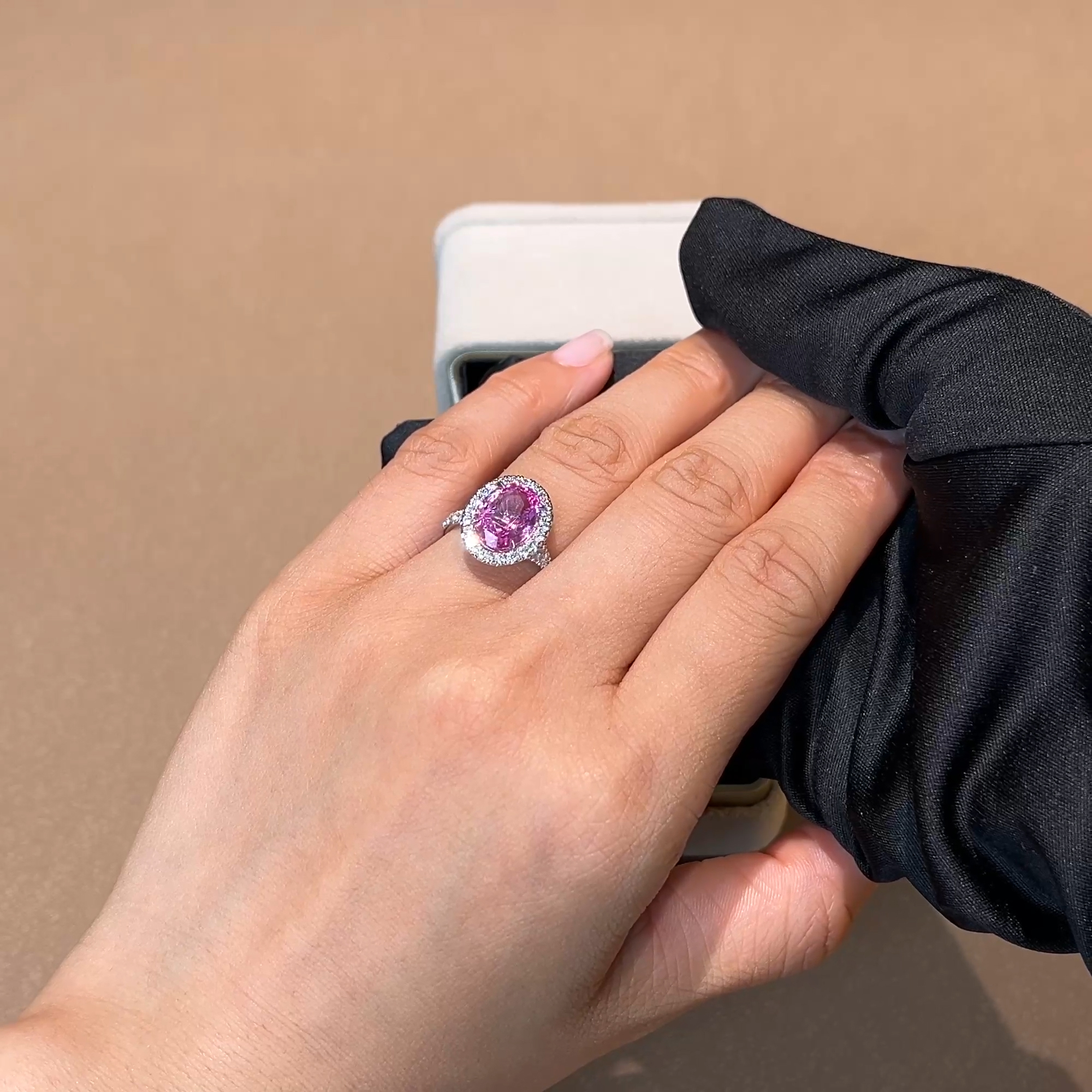Madagascan Pink Sapphire and Diamond Cluster Ring 3.52ct in 18ct White Gold