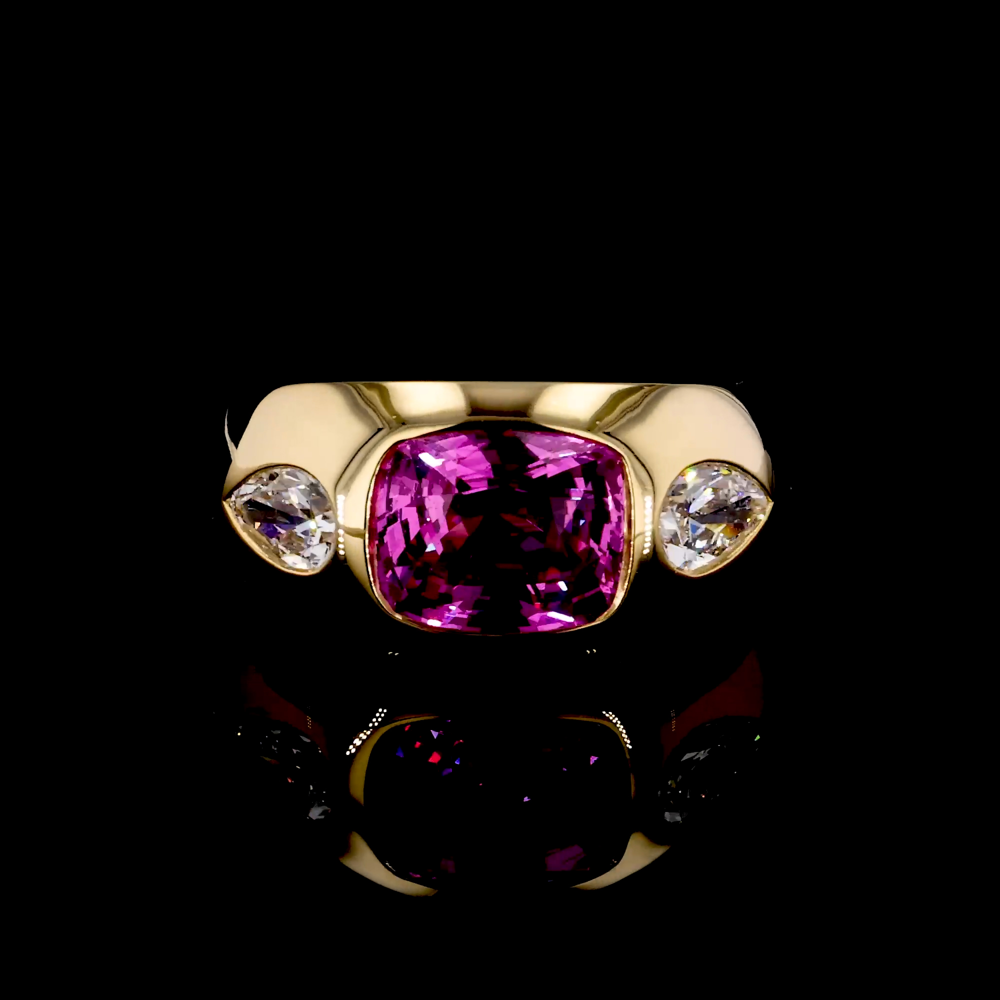 Stellar 4.31ct Madagascan Pink Sapphire and Diamond Ring in 18ct Yellow Gold