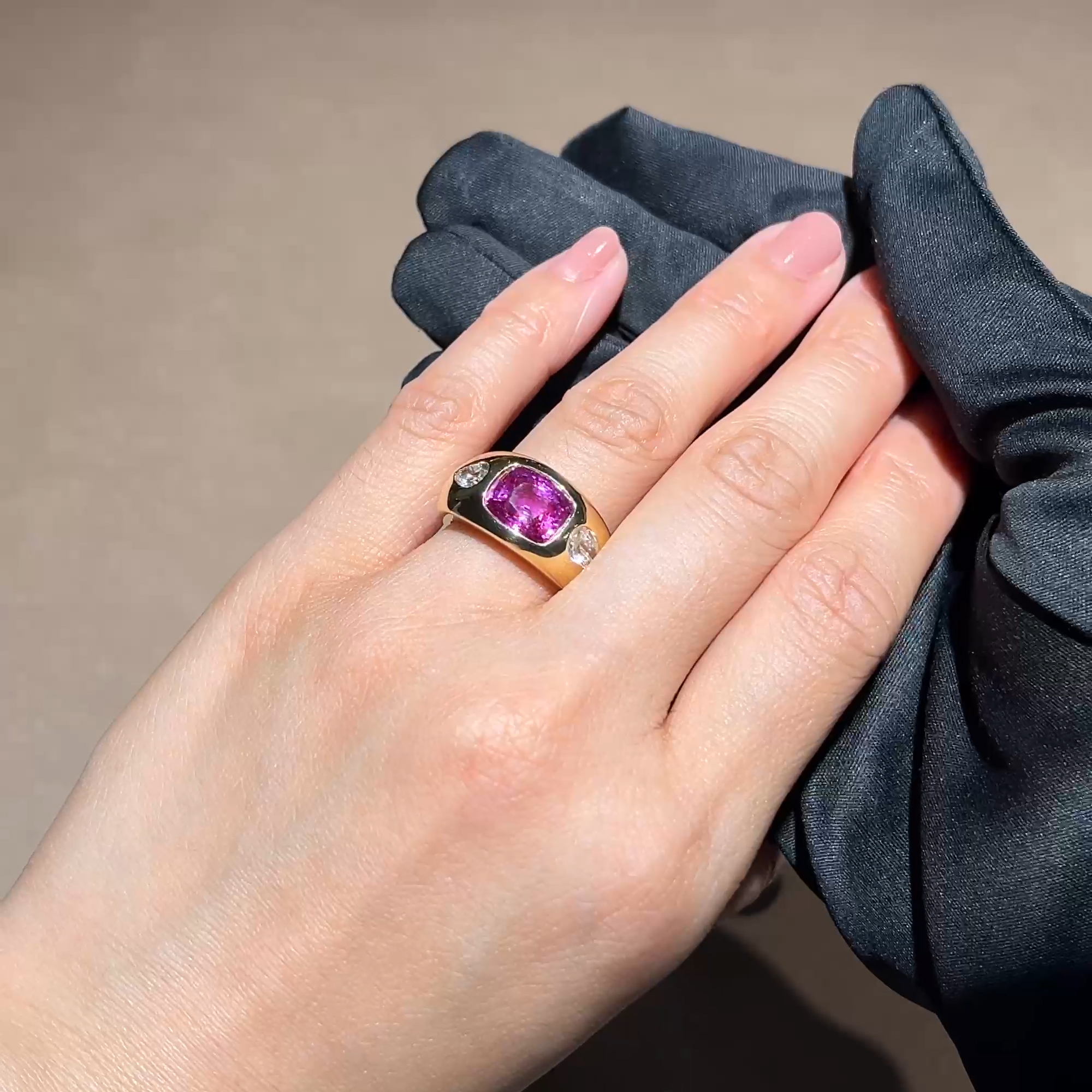 Stellar 4.31ct Madagascan Pink Sapphire and Diamond Ring in 18ct Yellow Gold