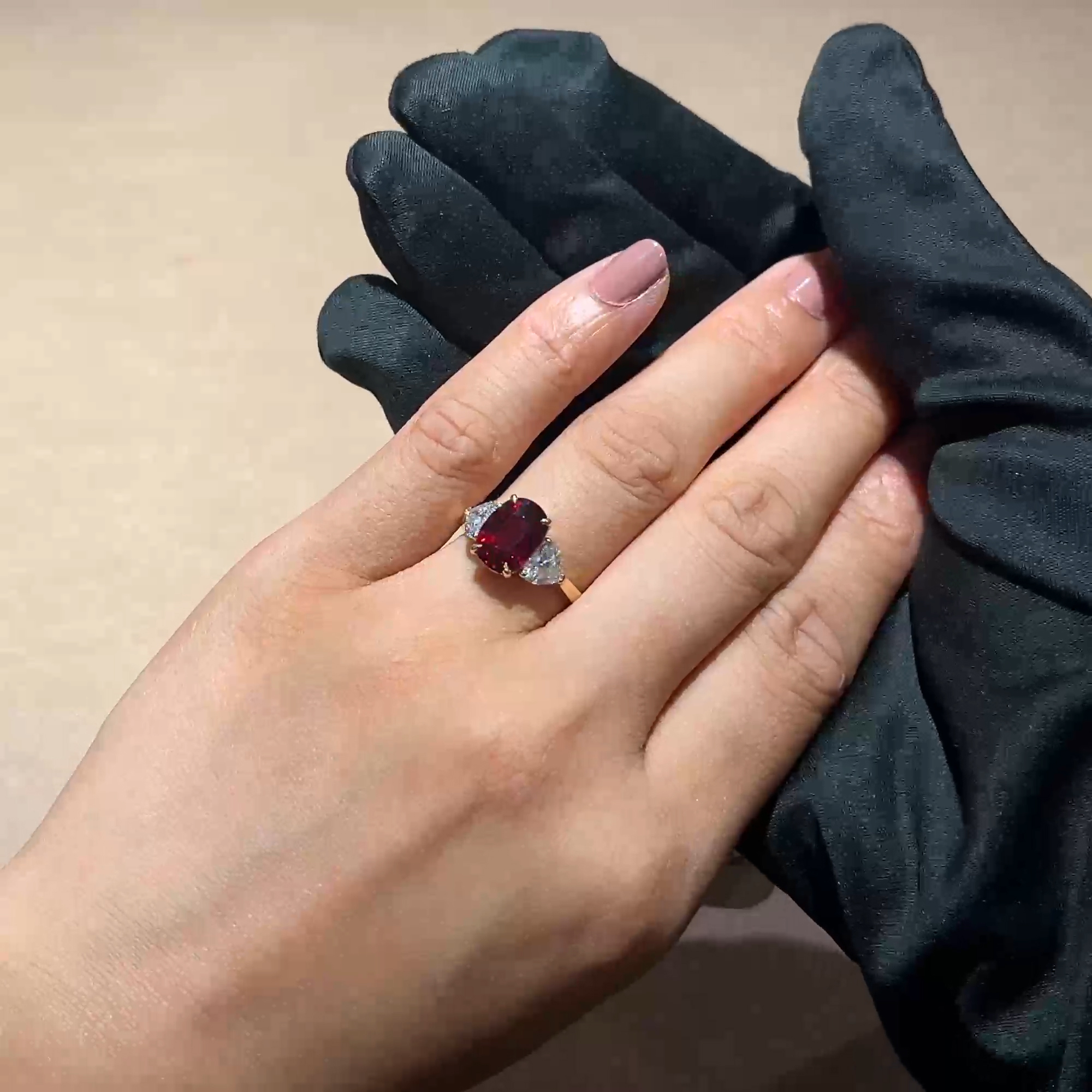 Venus Setting 4.02ct Mozambique Ruby and Diamond Ring in 18ct Yellow Gold
