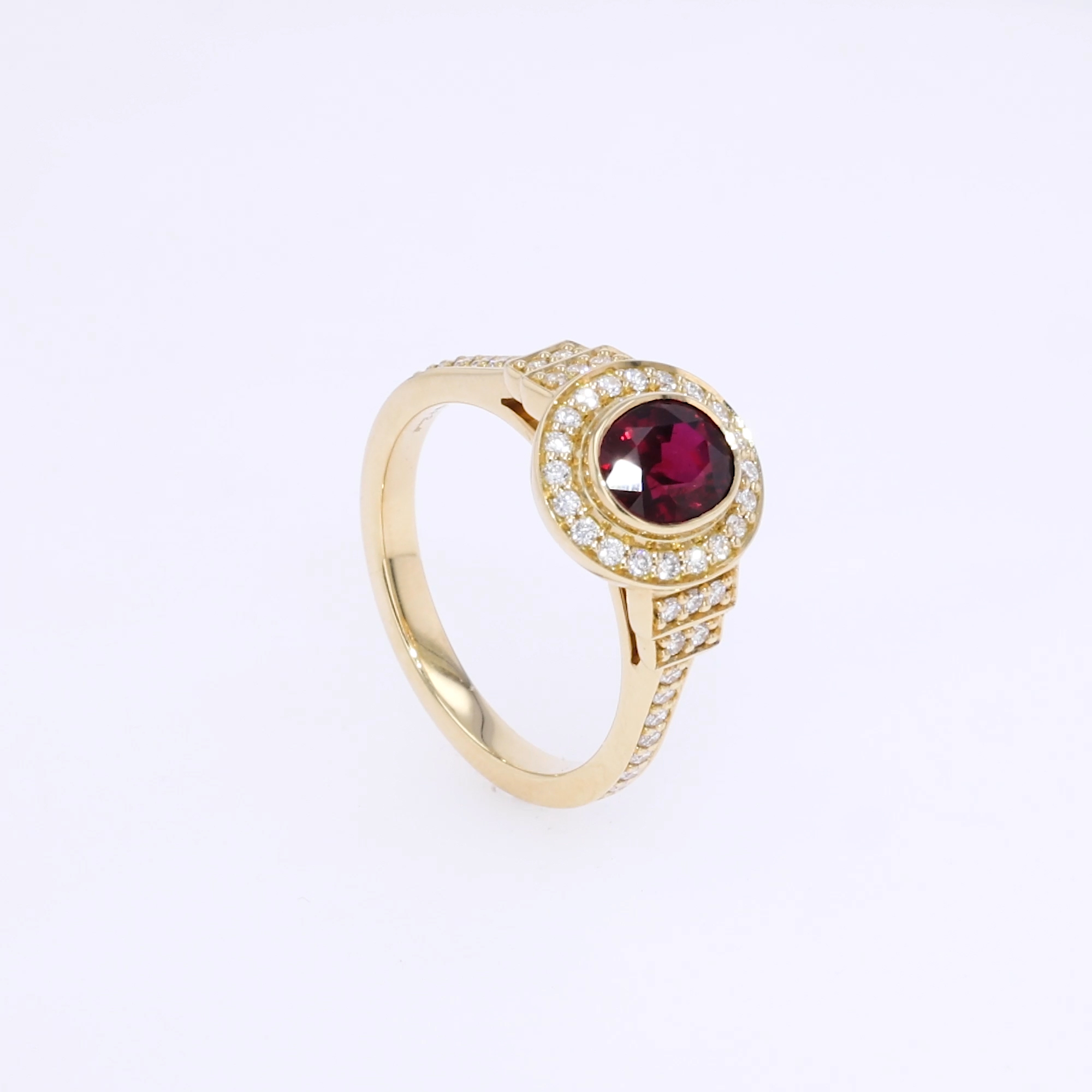 Mozambique 1.61ct Ruby and Diamond Cluster Ring in 18ct Yellow Gold