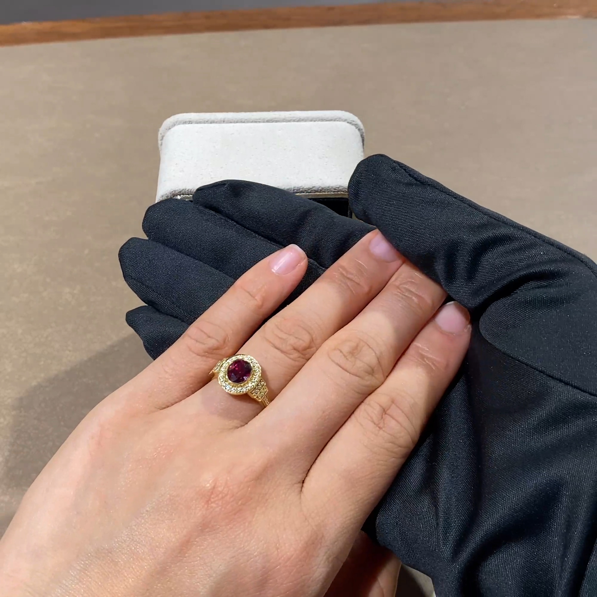 Mozambique 1.61ct Ruby and Diamond Cluster Ring in 18ct Yellow Gold