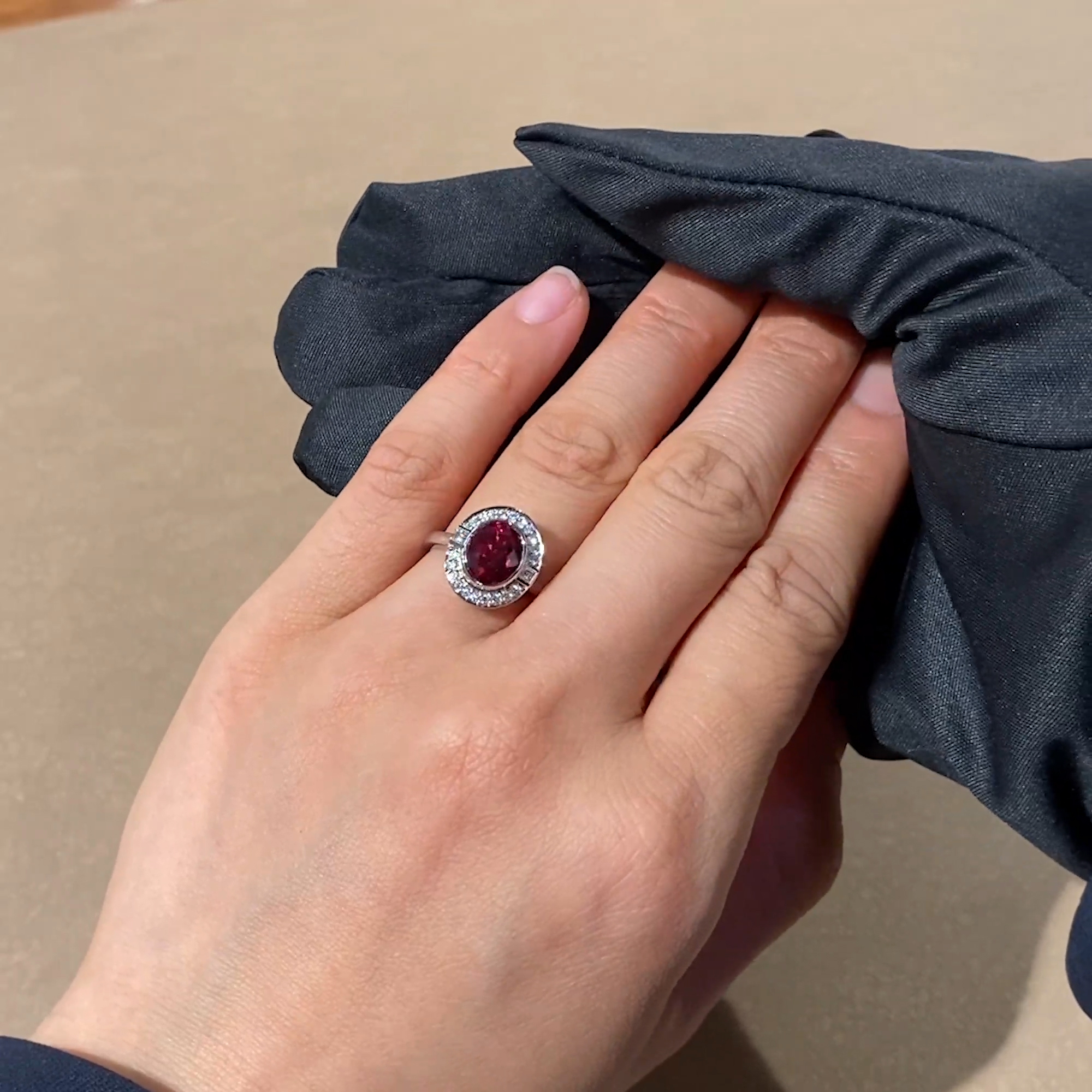 Mozambique 3.01ct Ruby and Diamond Cluster Ring in Platinum