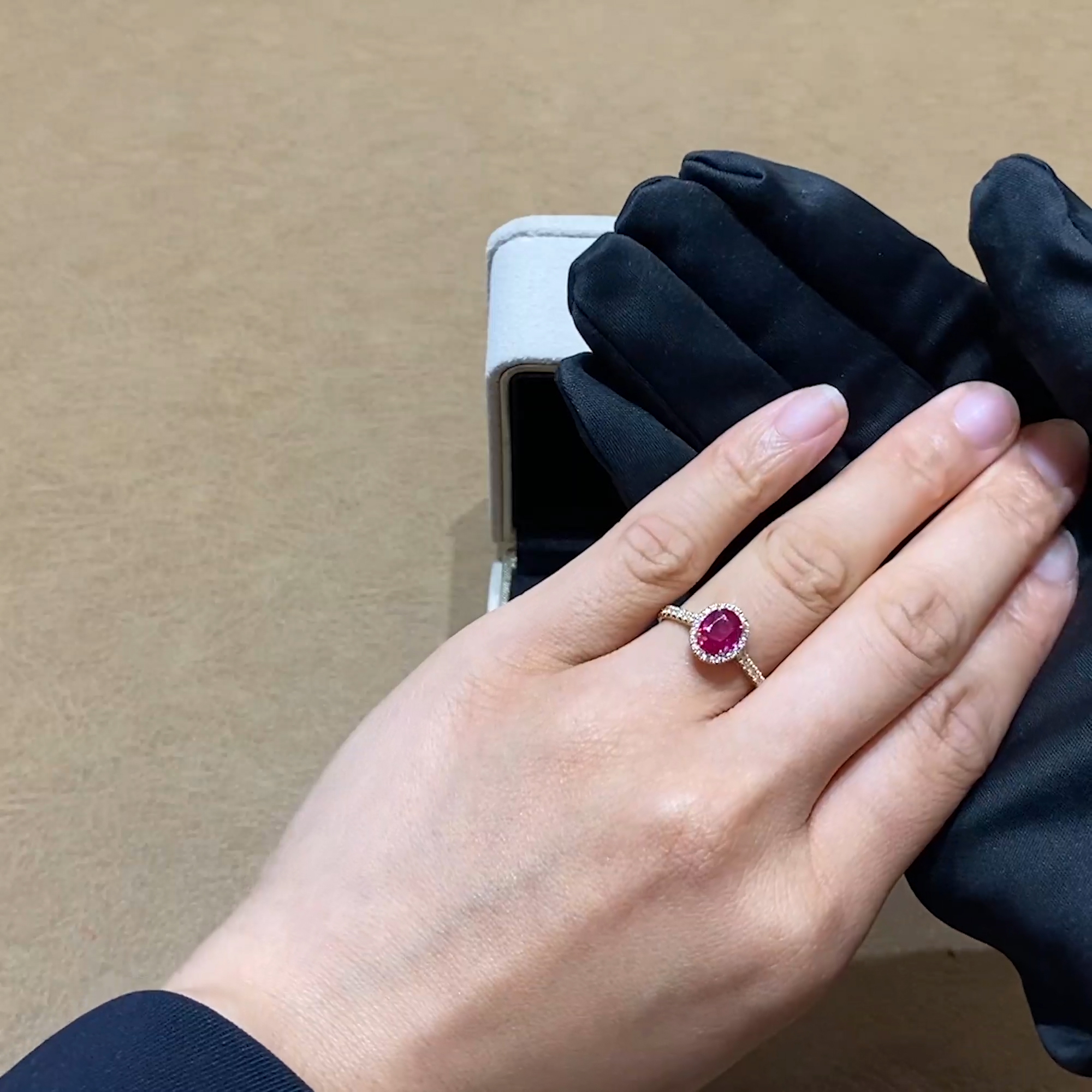 Oval 1.11ct Ruby and Diamond Cluster Ring in 18ct Yellow Gold
