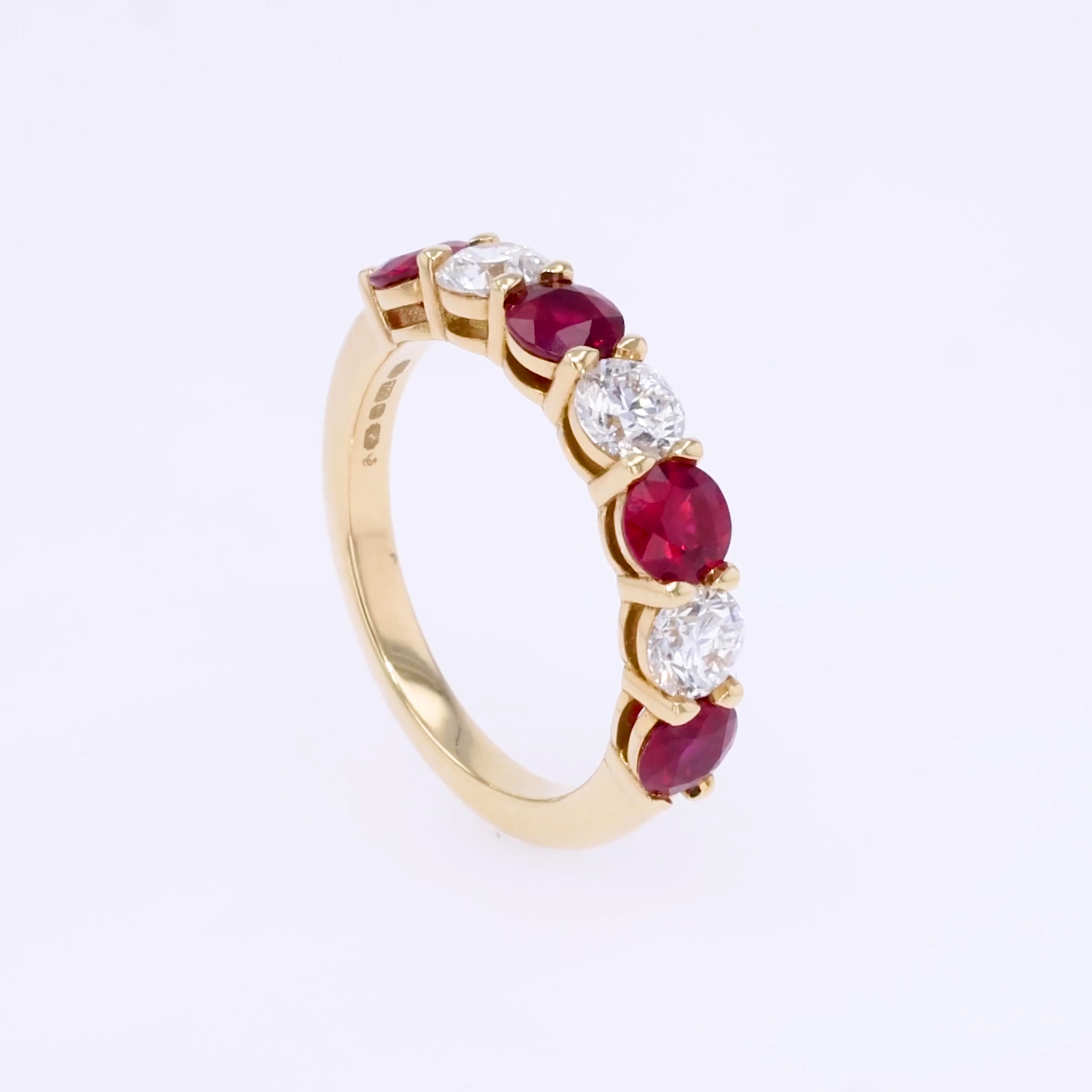 Ruby and Diamond Seven Stone Eternity Ring 2.10cts in 18ct Yellow Gold