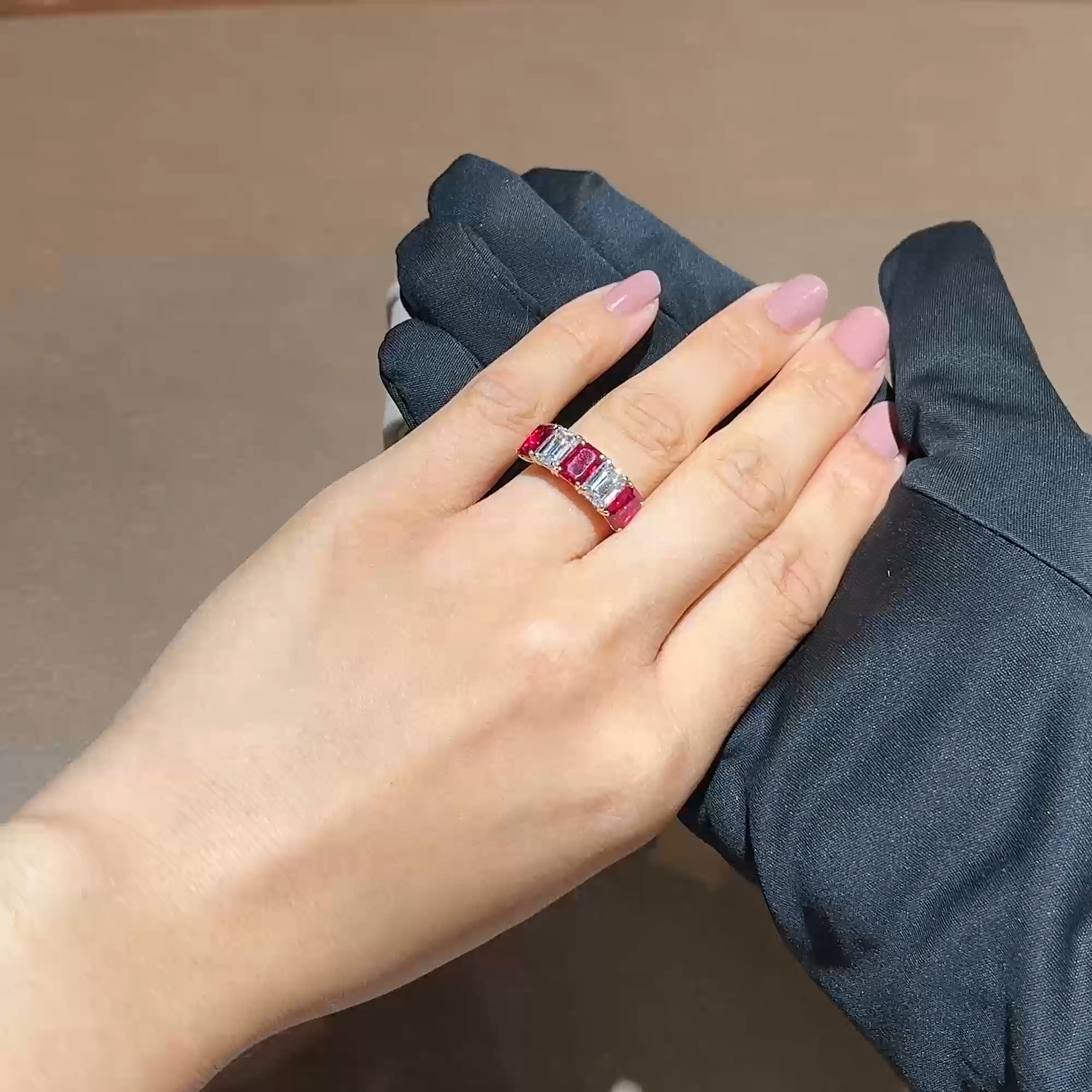 Octagonal Cut 3.44ct Natural Ruby and Diamond Ring in 18ct Yellow Gold and Platinum