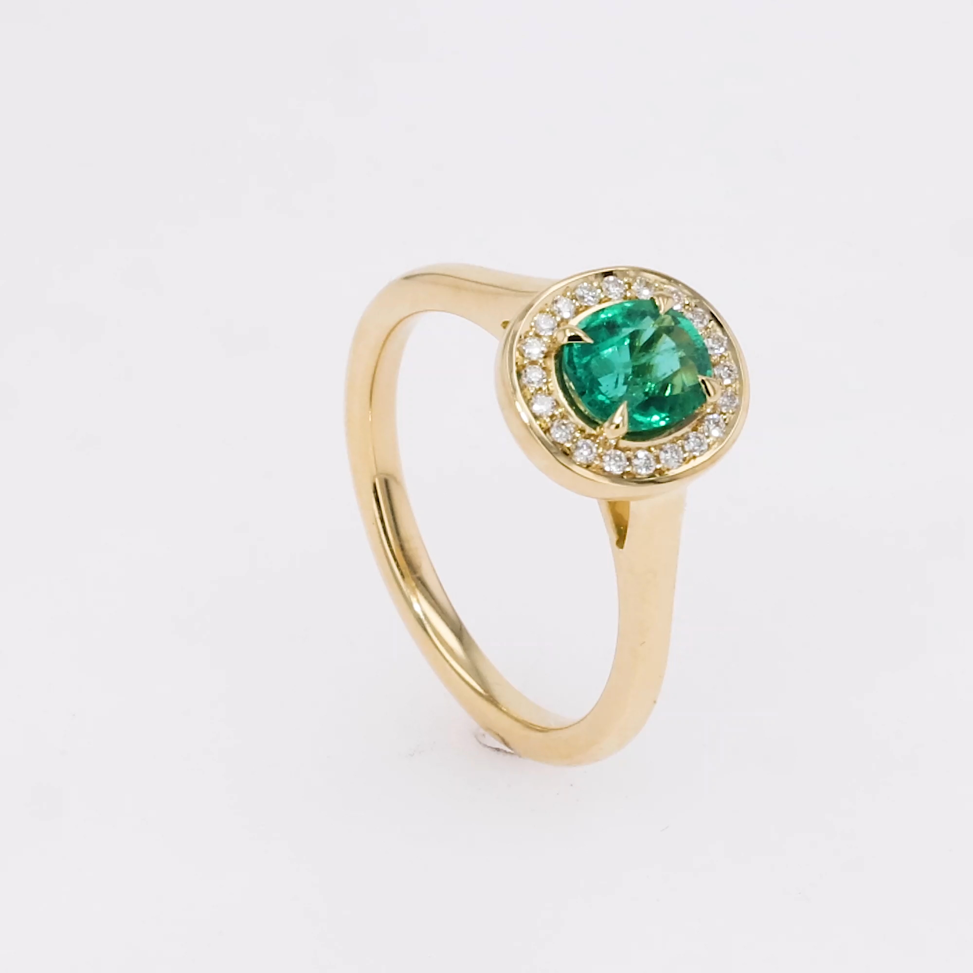 Classic 0.70ct Emerald and Diamond Cluster Ring in 18ct Yellow Gold