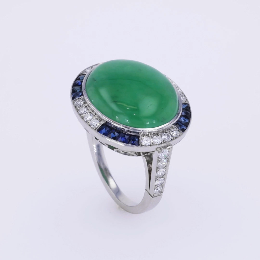 Cabochon Jadeite Ring 0.69ct in Platinum