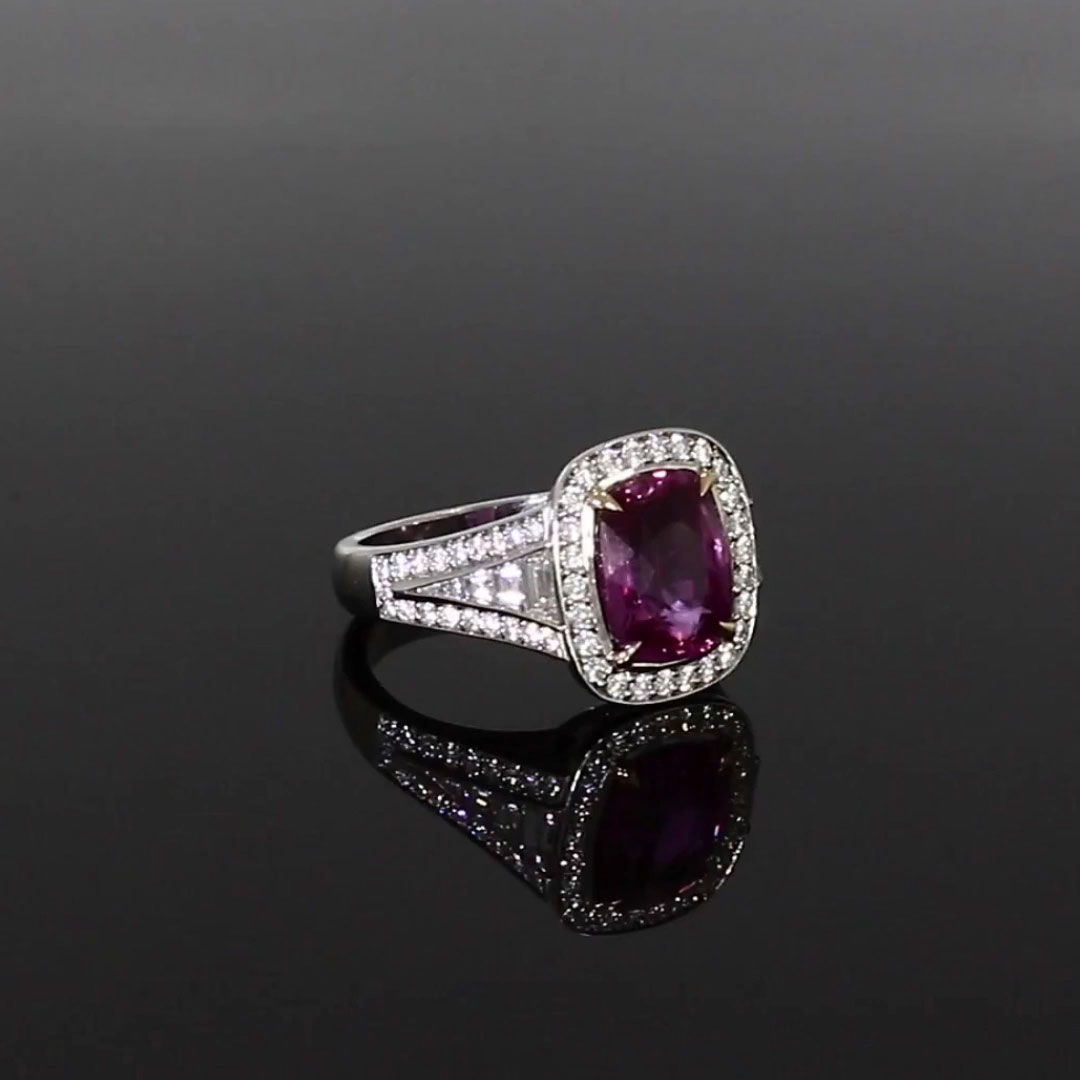 Pink Sapphire and Diamond Cluster Ring <br /> 4.51ct in Platinum