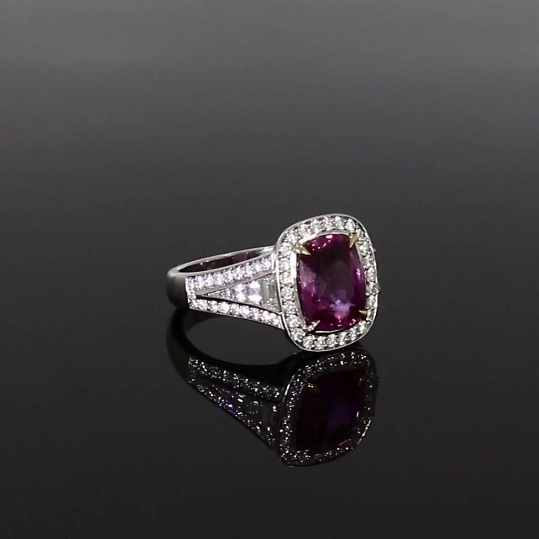 Pink Sapphire and Diamond Cluster Ring 4.51ct in Platinum