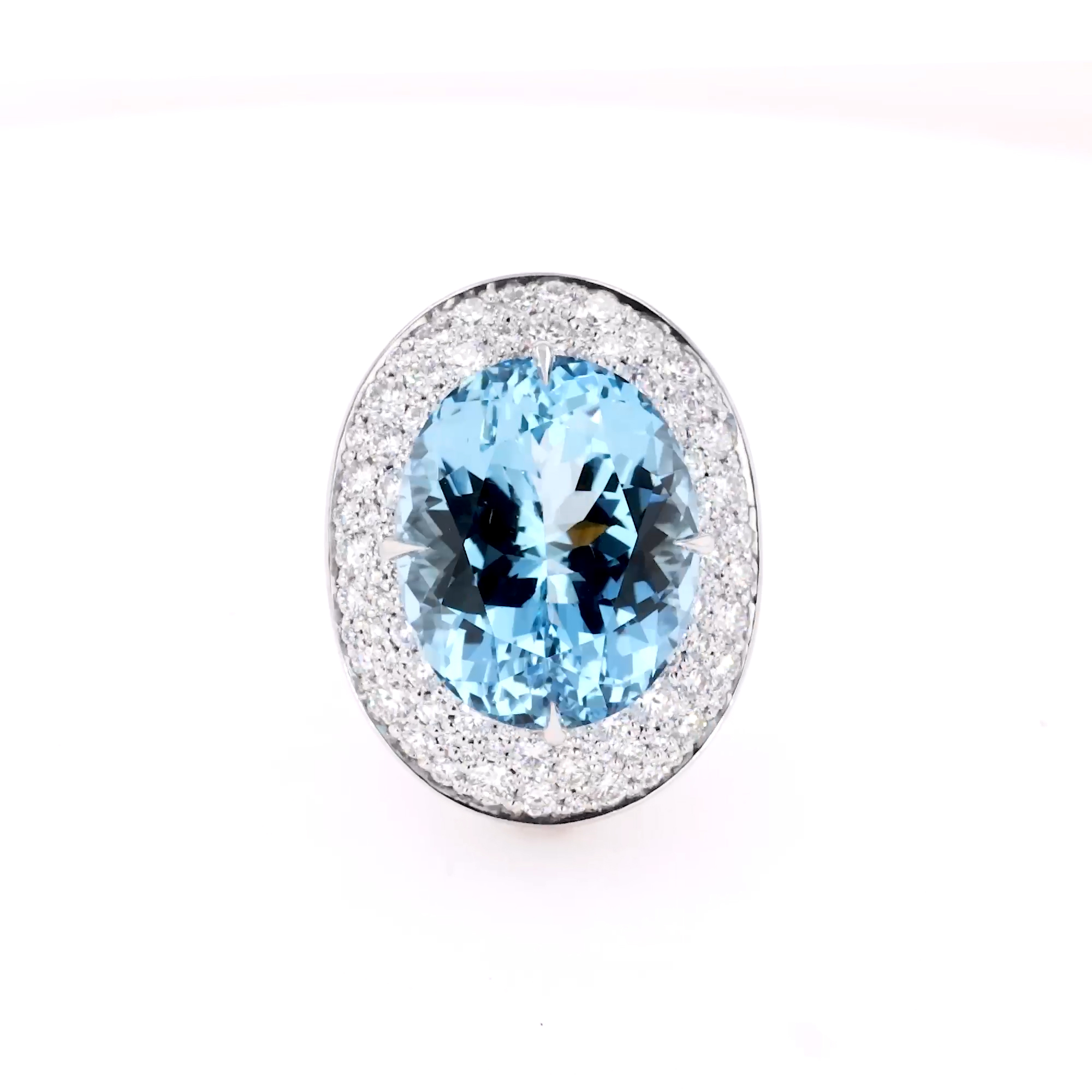 Snowstorm 21.08ct Aquamarine and Diamond Cocktail Ring in 18ct White Gold