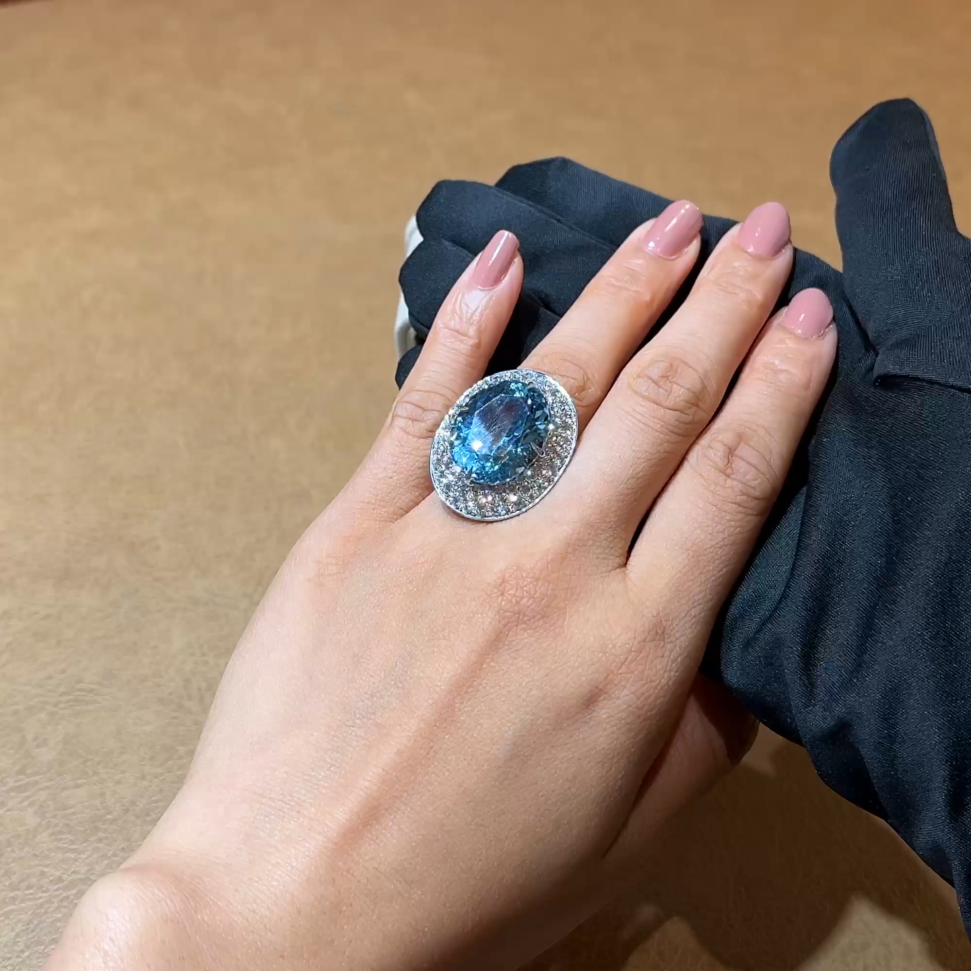 Snowstorm 21.08ct Aquamarine and Diamond Cocktail Ring in 18ct White Gold
