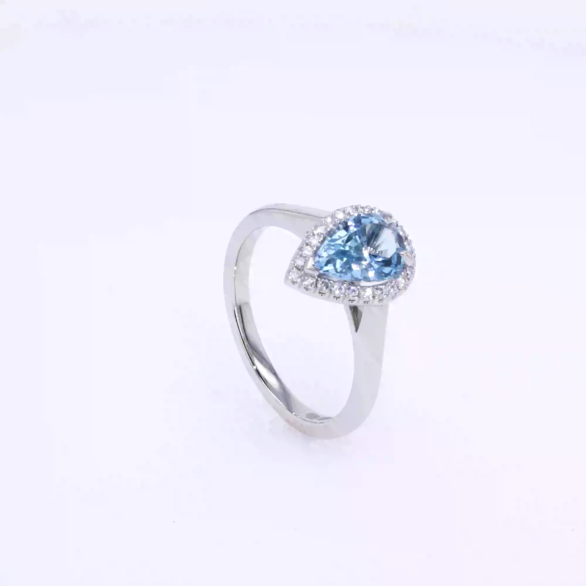 Pear Shape Aquamarine and Diamond Ring 1.22ct in Platinum