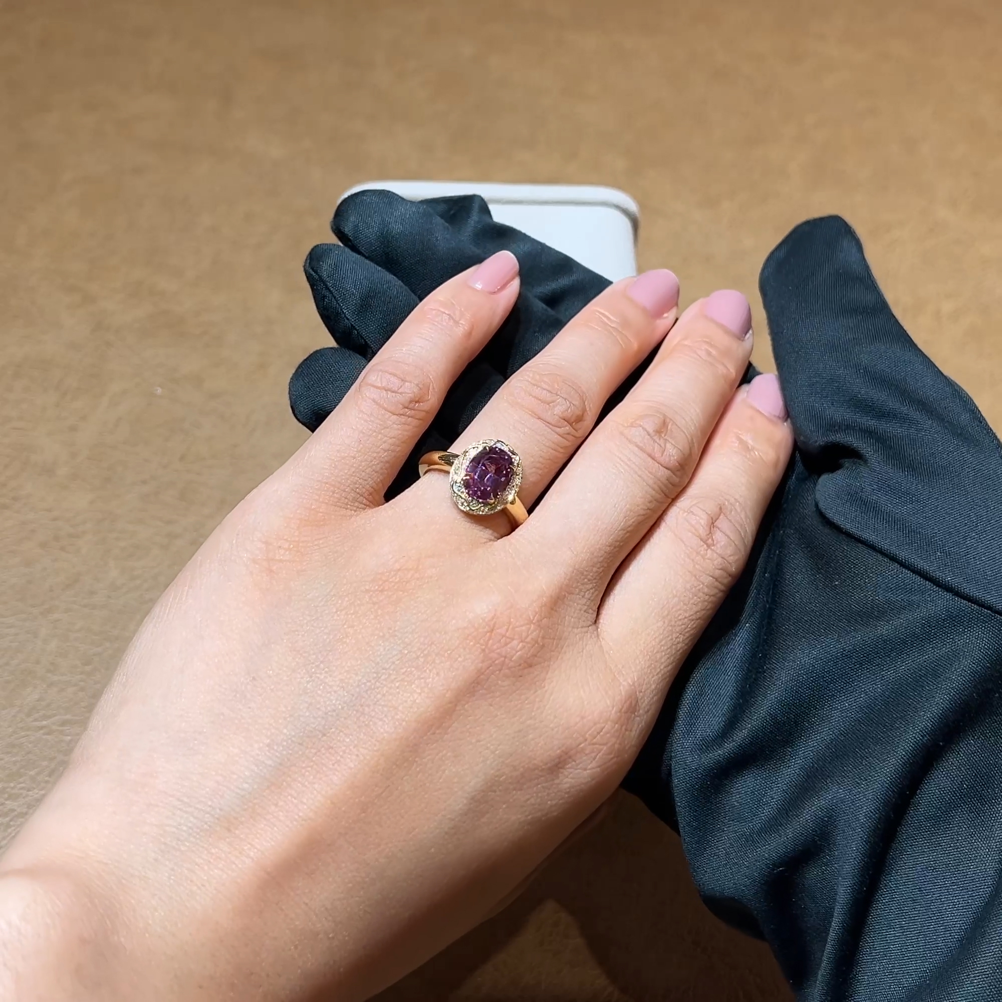 Oval Cut 2.88ct Kitulo Garnet and Diamond Ring in 18ct Yellow Gold