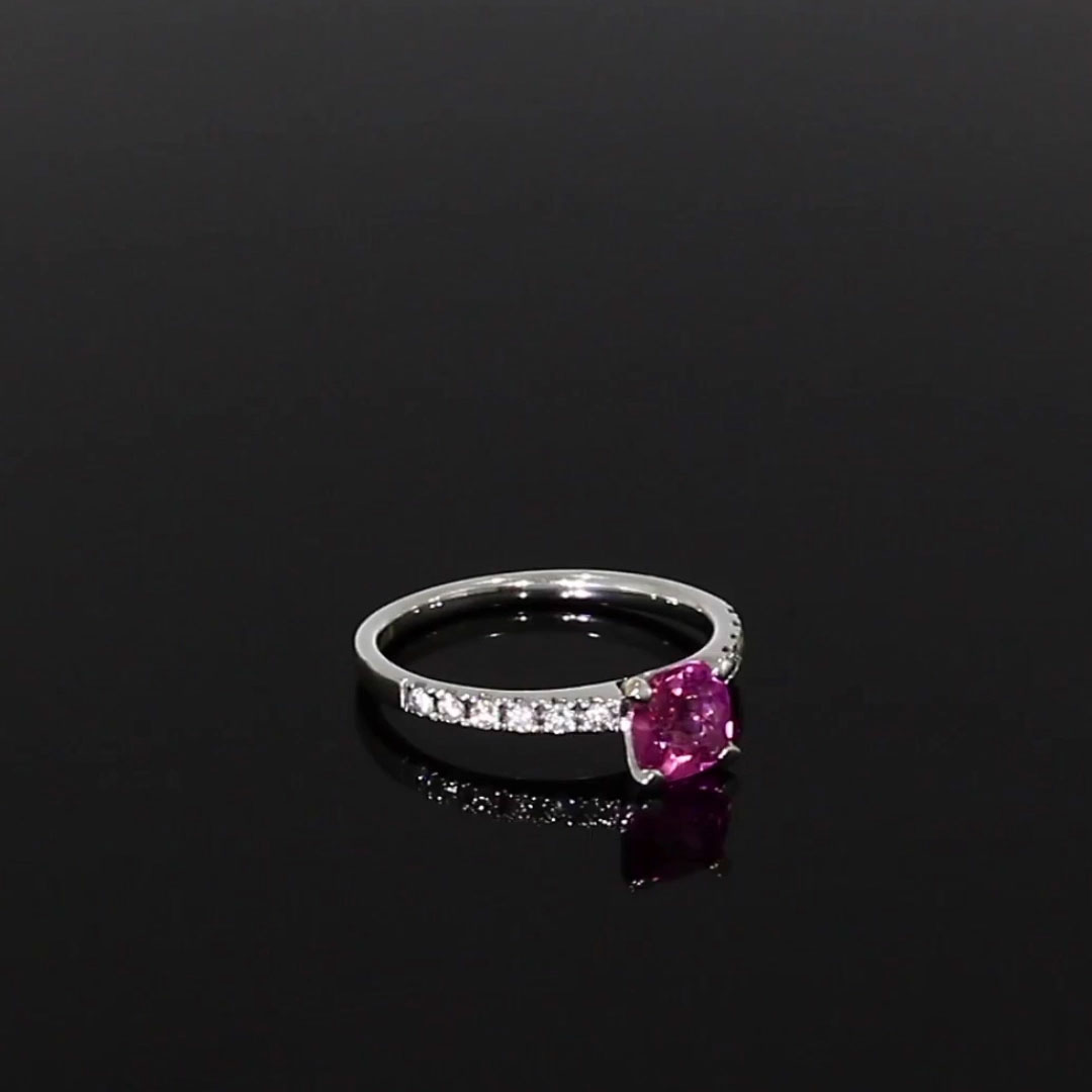 Pink Tourmaline and Diamond Ring 1.21ct in 18ct White Gold