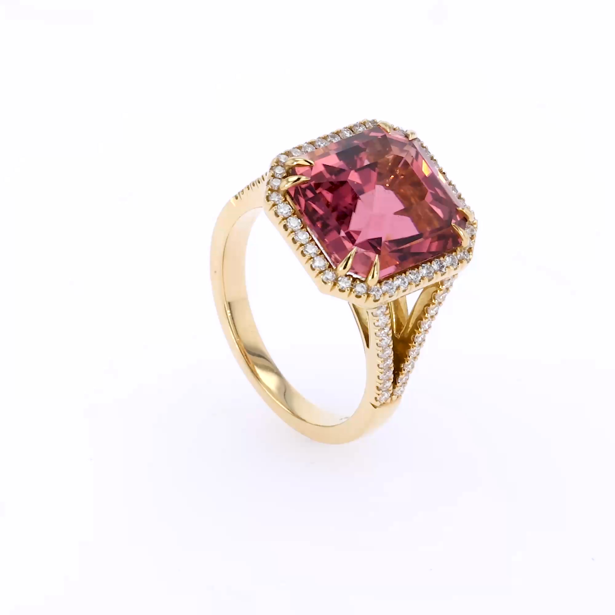 Pink Tourmaline and Diamond Dress Ring 7.30cts in 18ct Yellow Gold