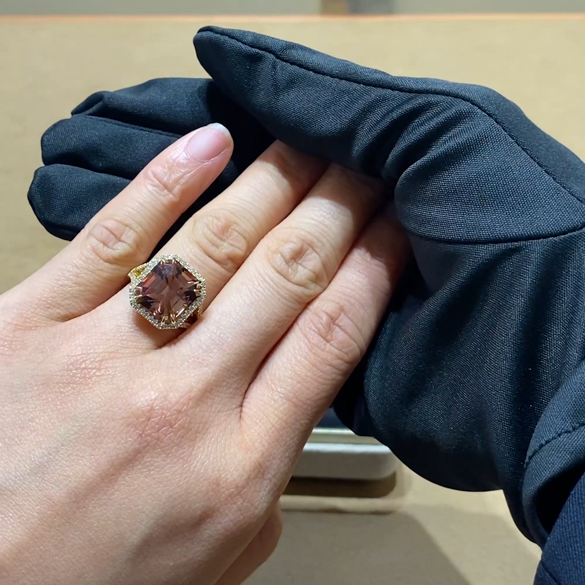 Pink Tourmaline and Diamond Dress Ring 7.30cts in 18ct Yellow Gold