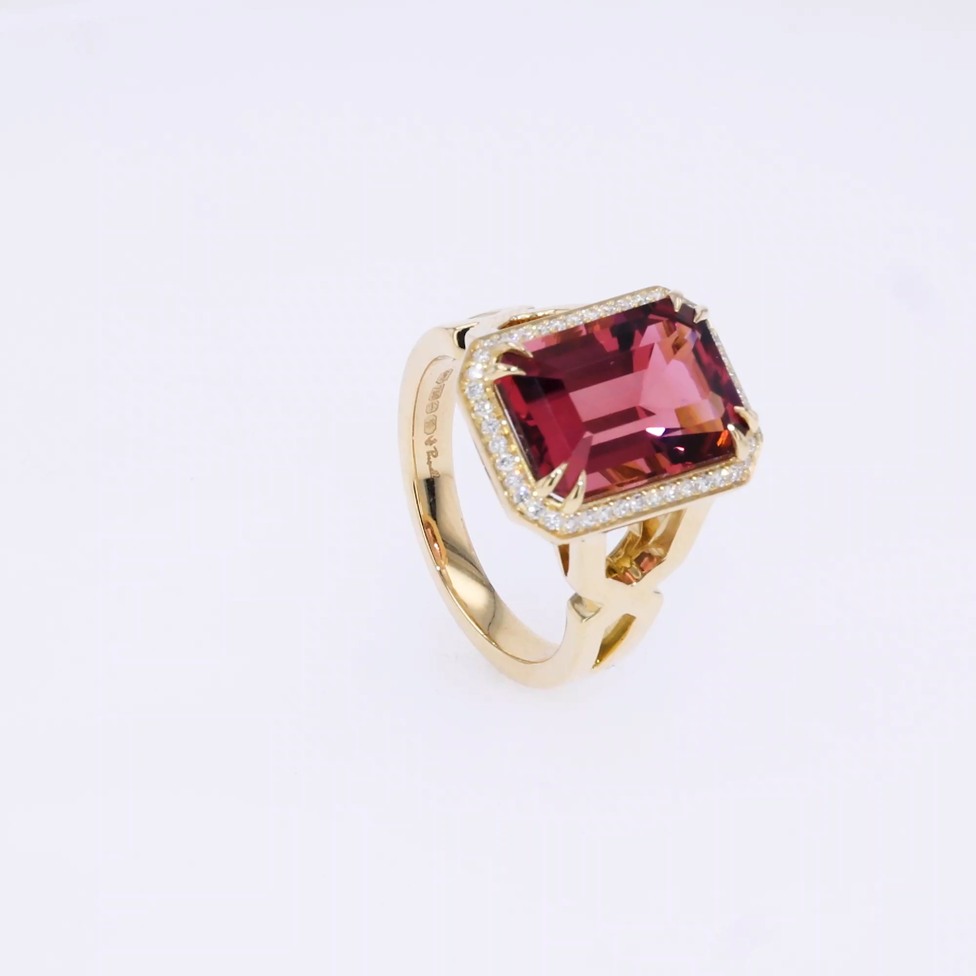 Pink Tourmaline and Diamond Ring 6.36ct in 18ct Yellow Gold