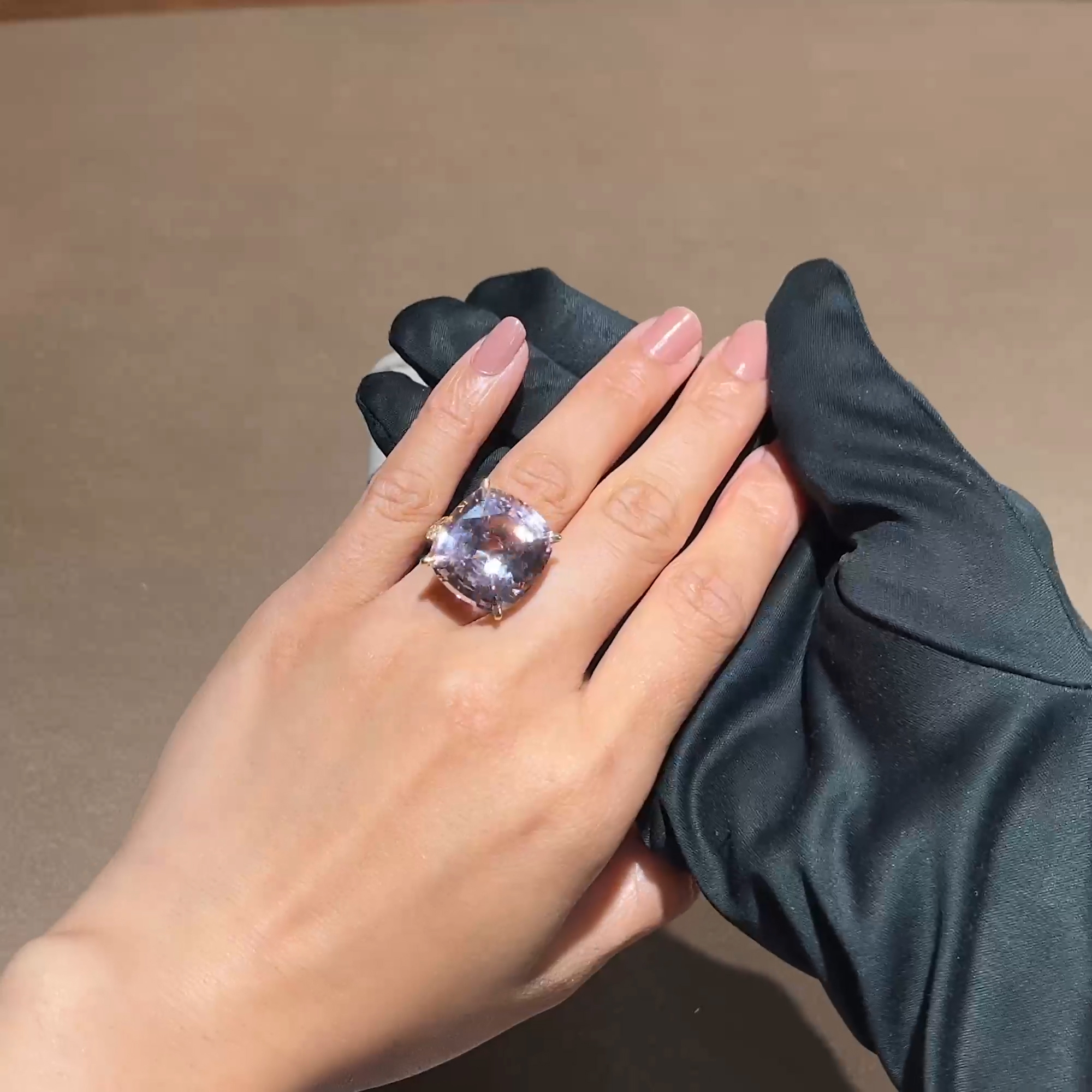 Cushion Cut 21.75ct Pink Morganite and Diamond Ring in 18ct Yellow Gold