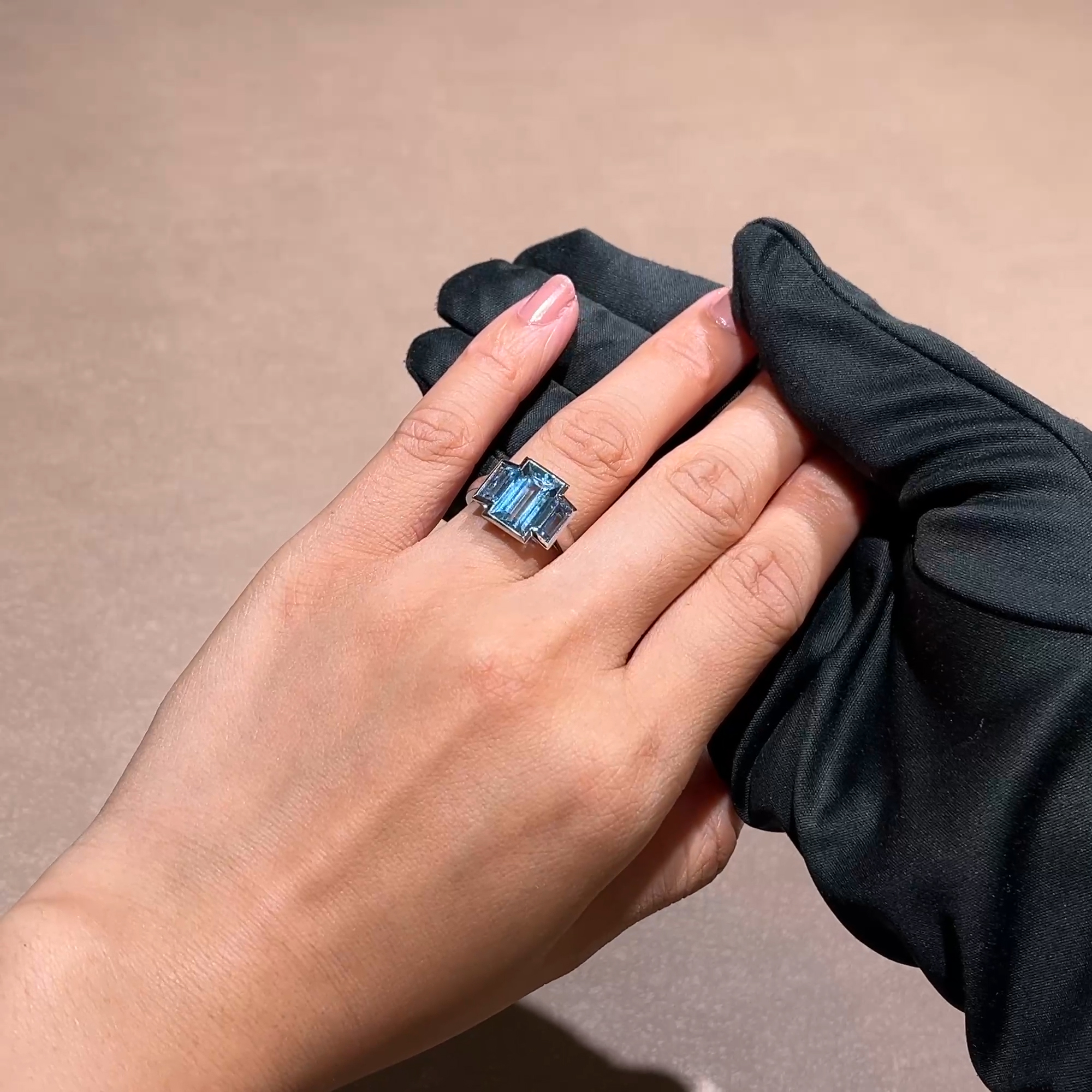 Kingdom 3.45ct Aquamarine Three Stone Ring in Platinum