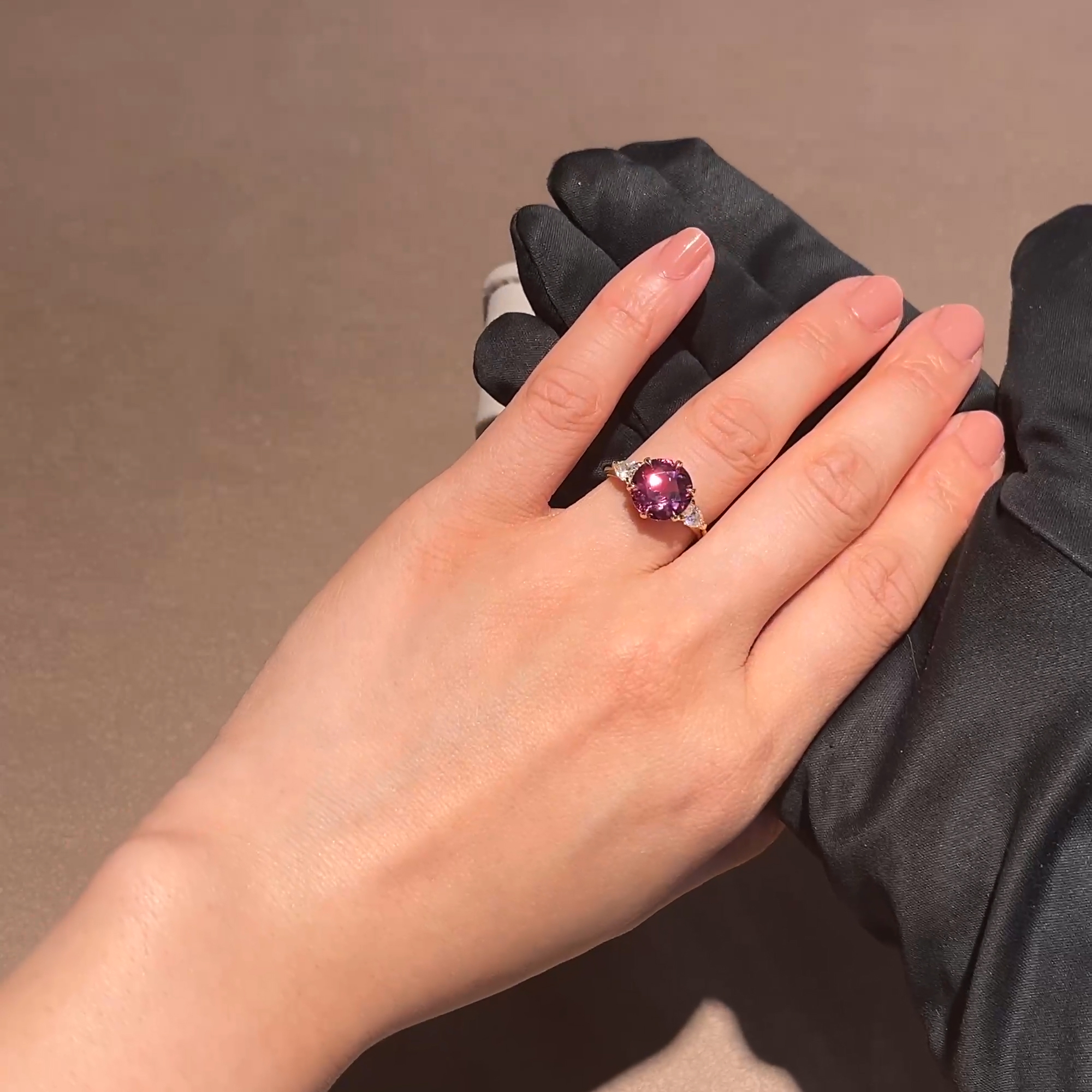 Brilliant Cut 4.44ct Kitulo Garnet and Diamond Ring in 18ct Yellow Gold