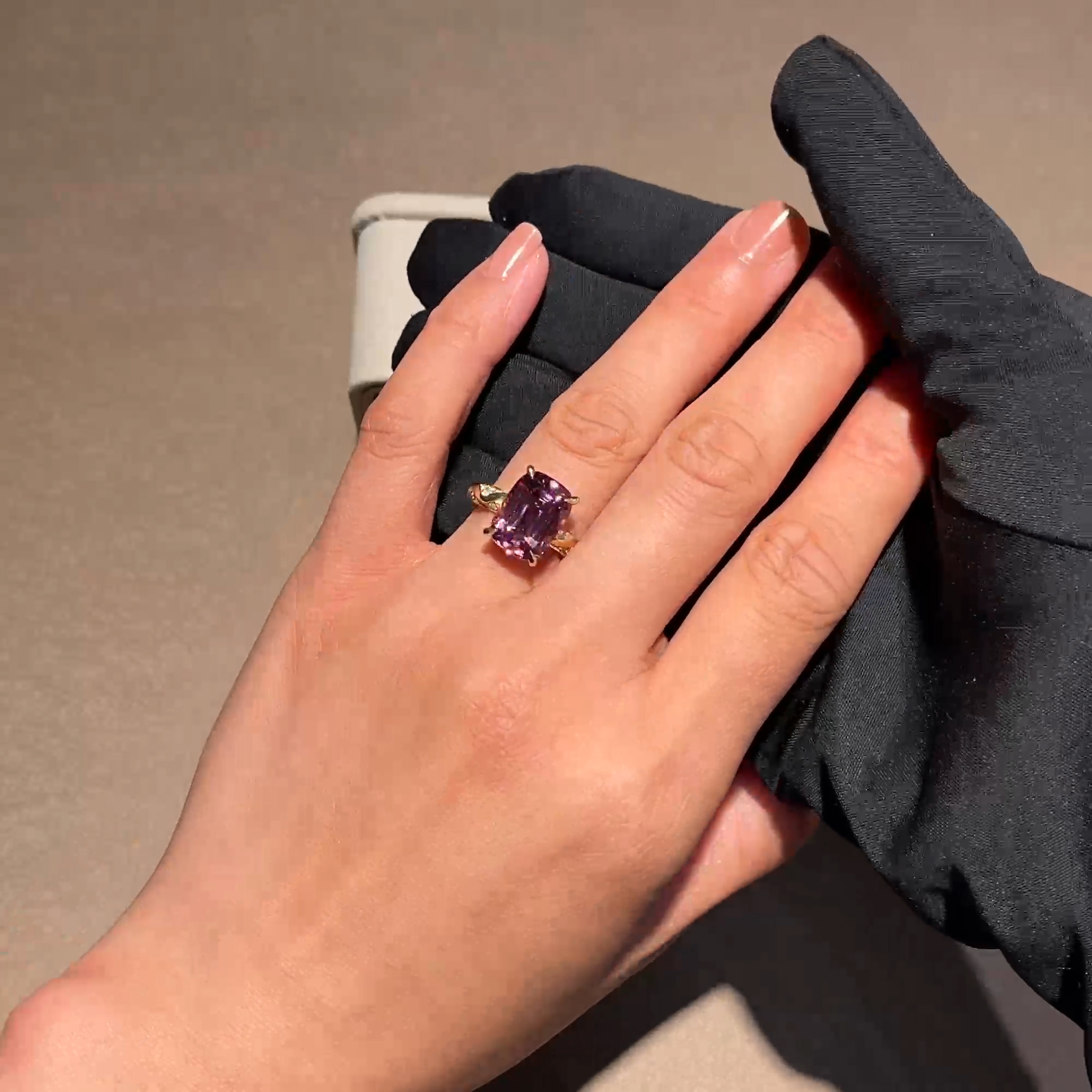 Cushion Cut 7.12ct Kitulo Garnet and Diamond Ring in 18ct Yellow Gold