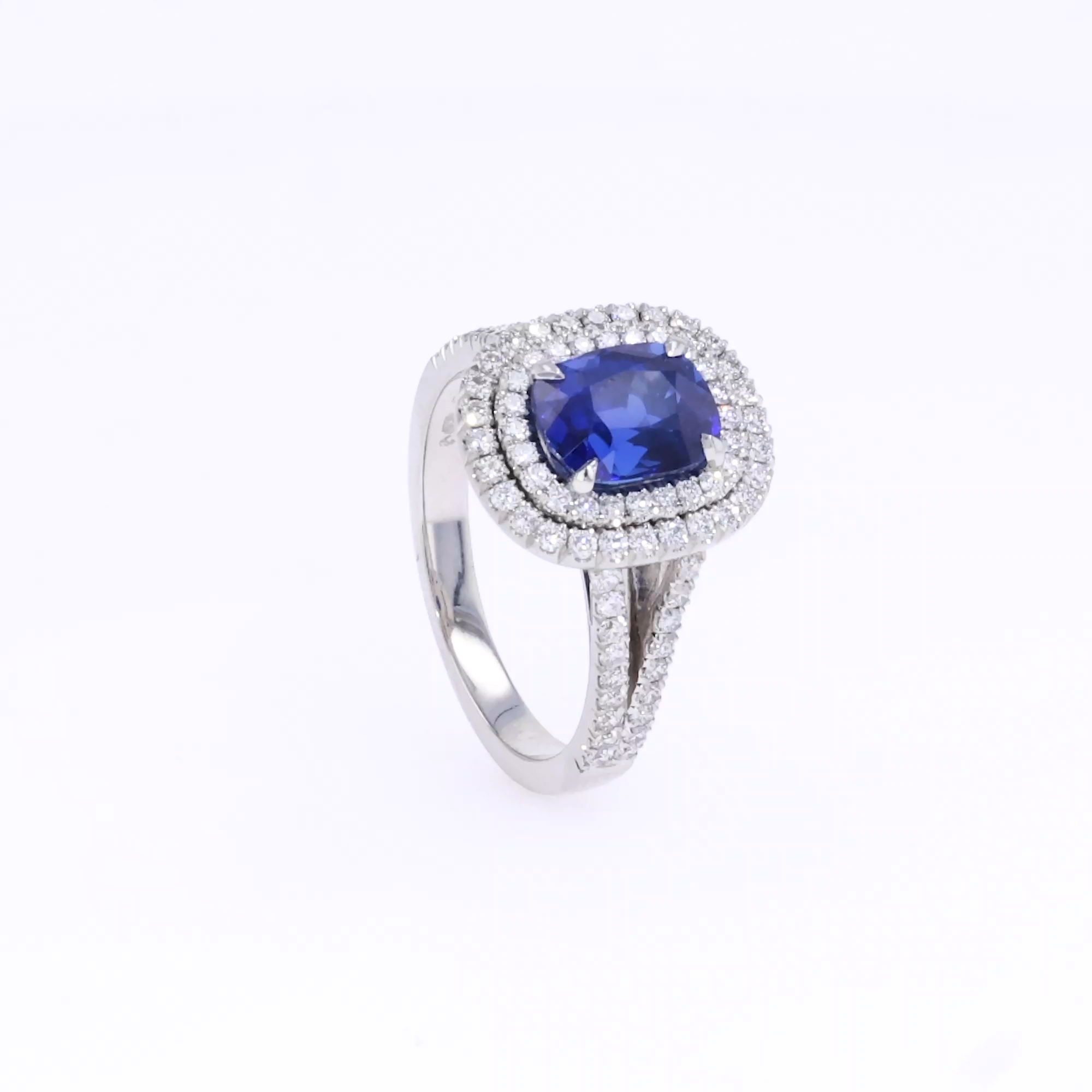  Cushion Cut Burmese Sapphire Ring 2.80ct in Platinum