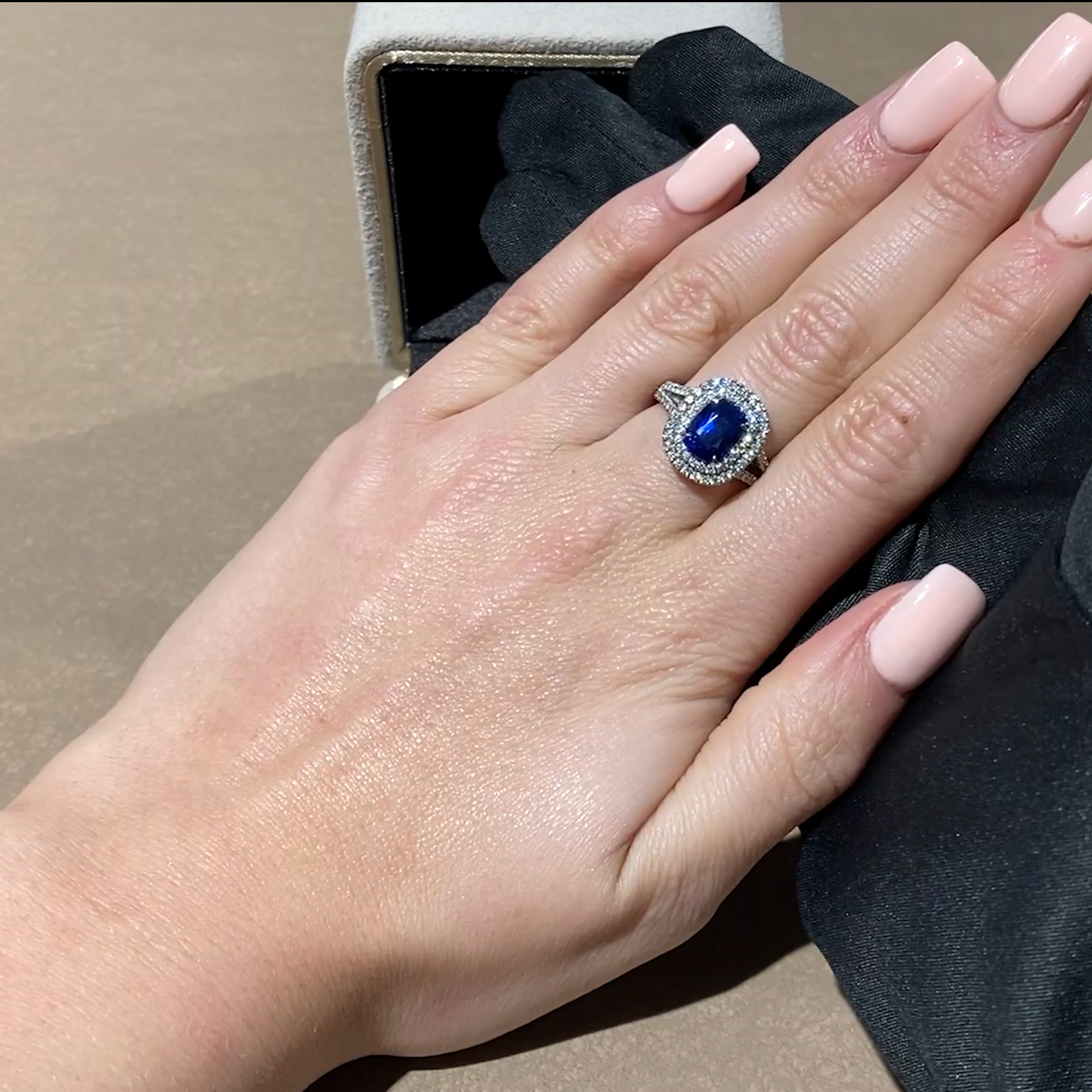  Cushion Cut Burmese Sapphire Ring 2.80ct in Platinum