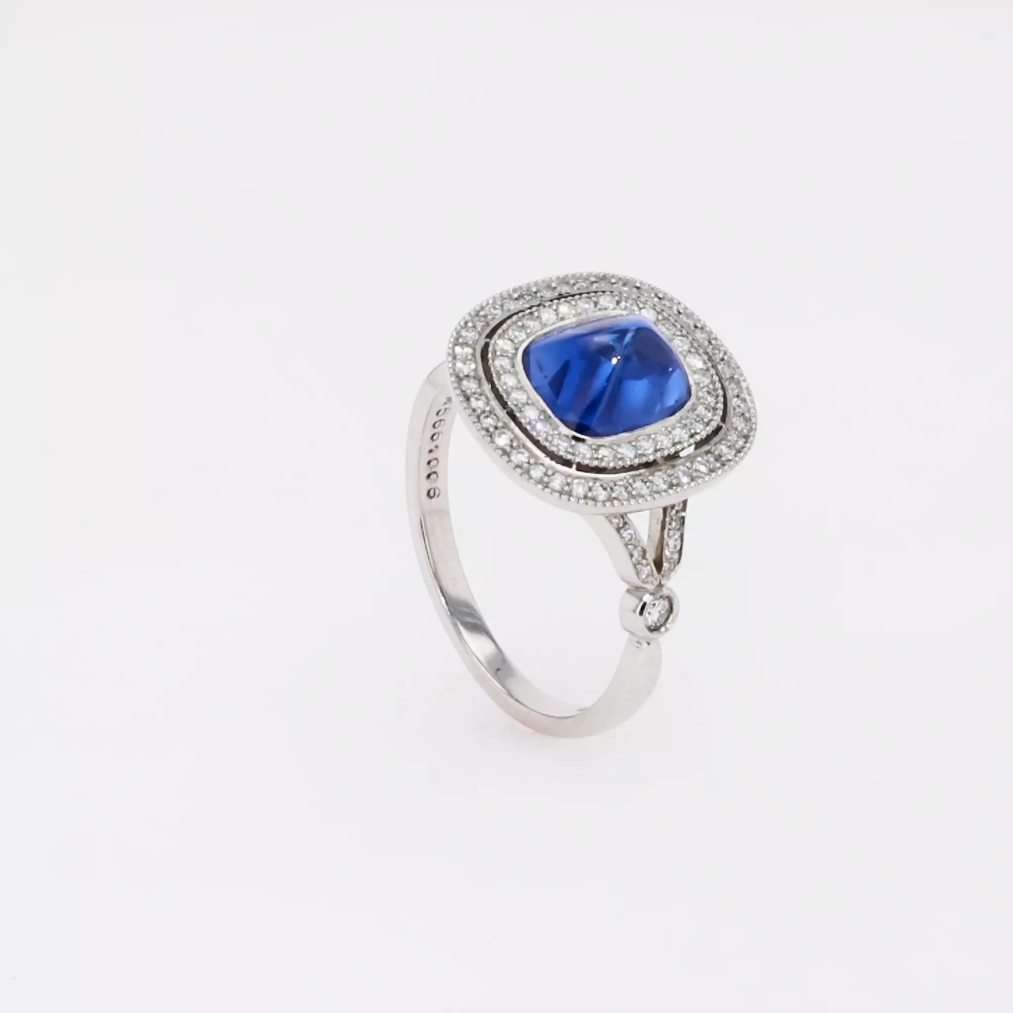 Sugarloaf Cabochon Sapphire Ring 2.32ct in Platinum