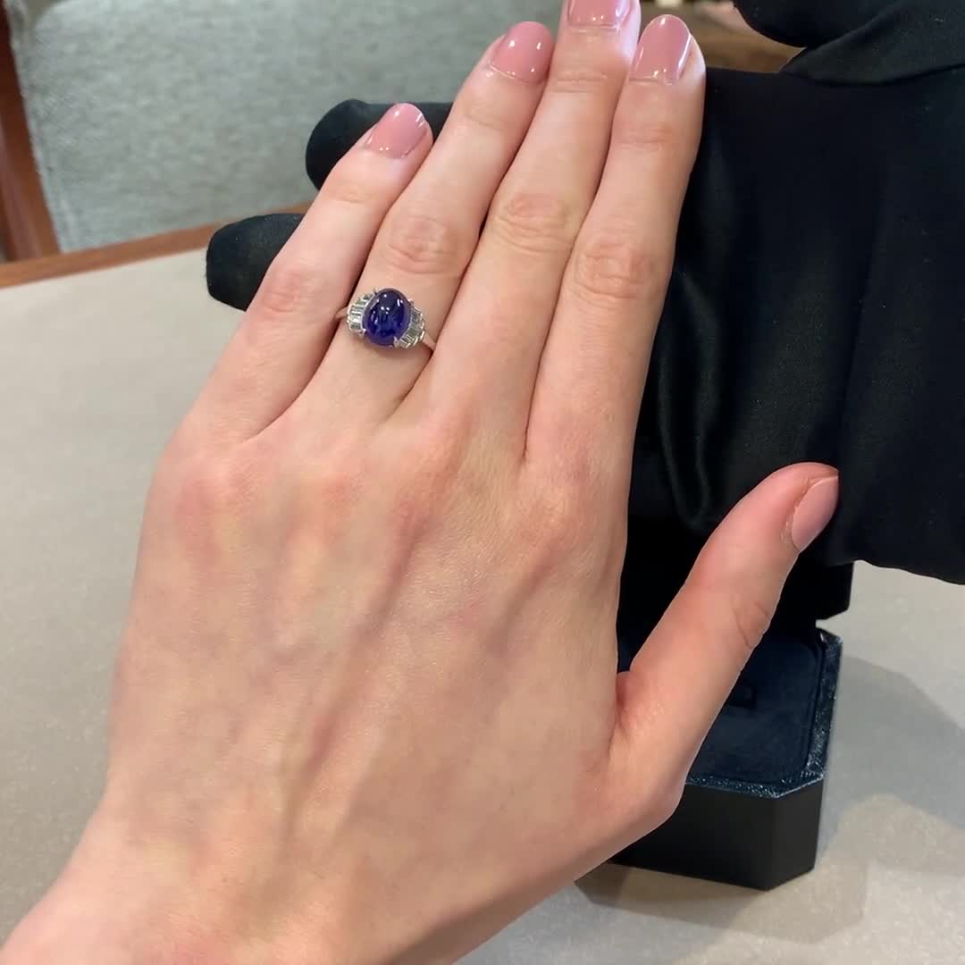 Art Deco Sapphire Ring 4.63ct in Platinum