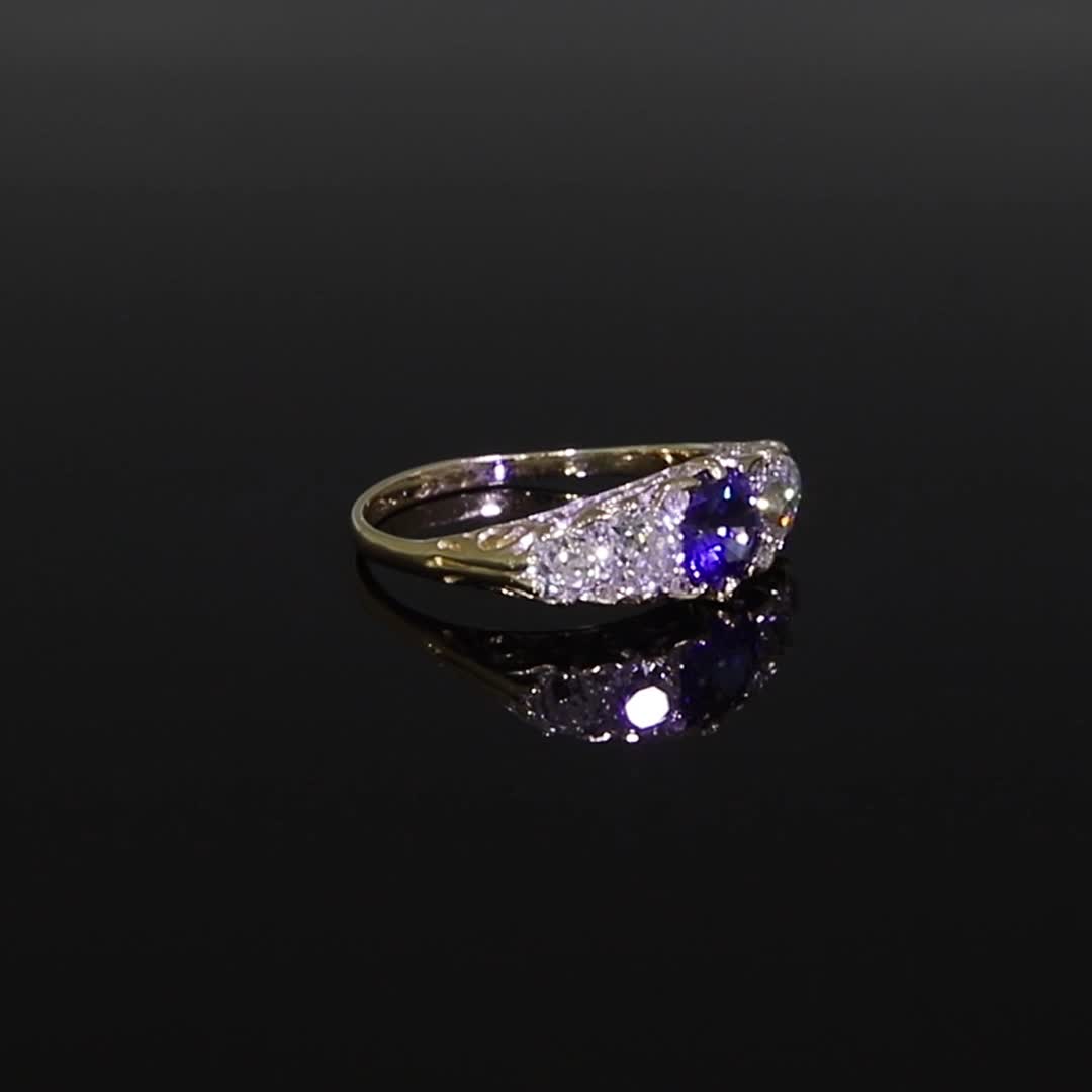 Brilliant Cut Sapphire and Diamond Ring<br /> 0.97CT in 18CT Yellow Gold