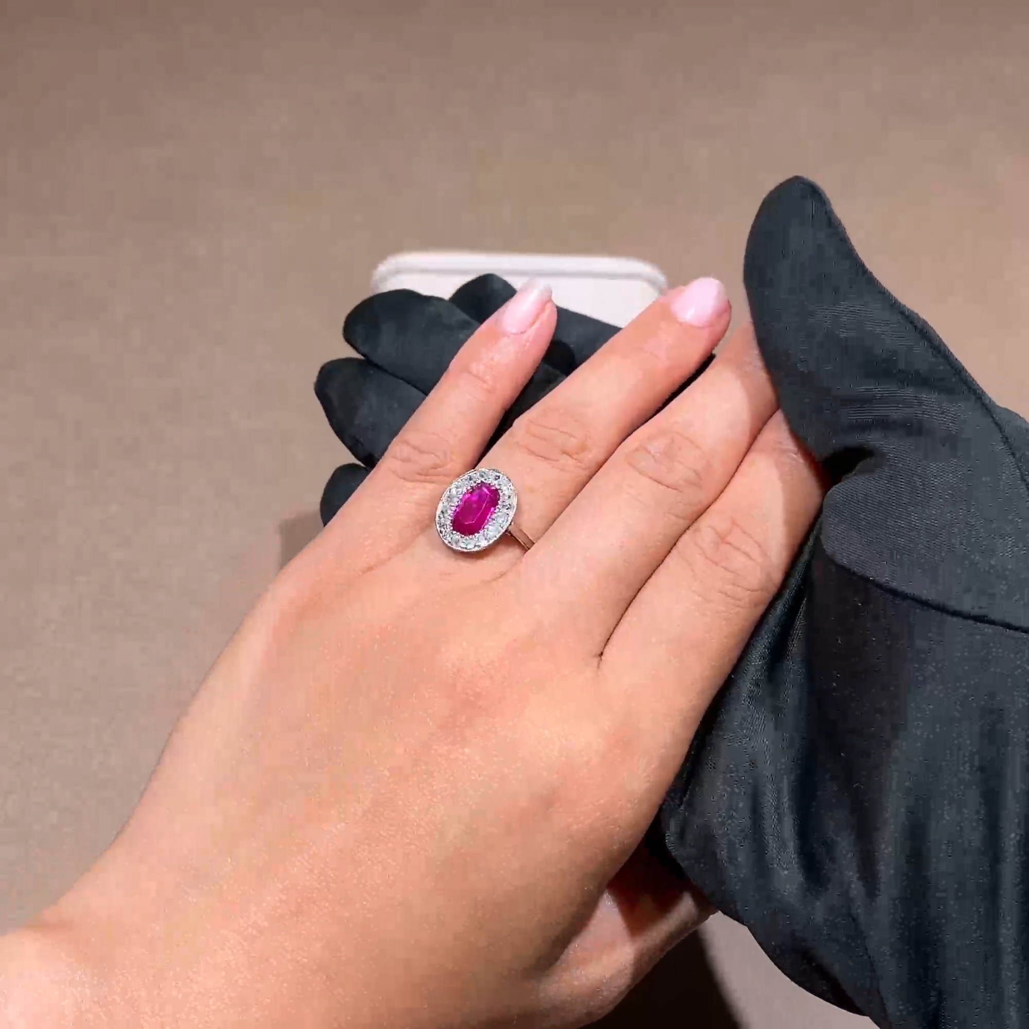 Edwardian 1.80ct Burmese Ruby and Diamond Cluster Ring in Platinum