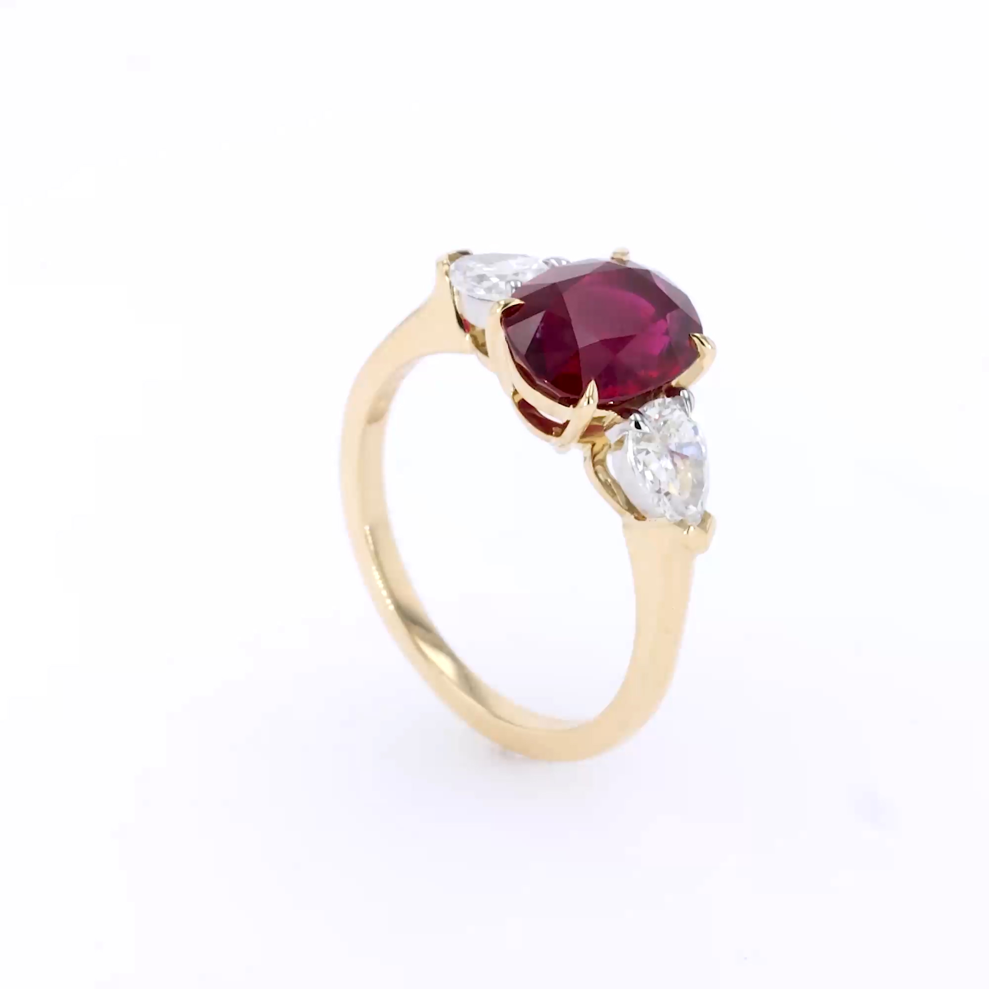 Oval Cut 3.02ct Madagascan Ruby and Diamond Ring in 18ct Yellow Gold and Platinum